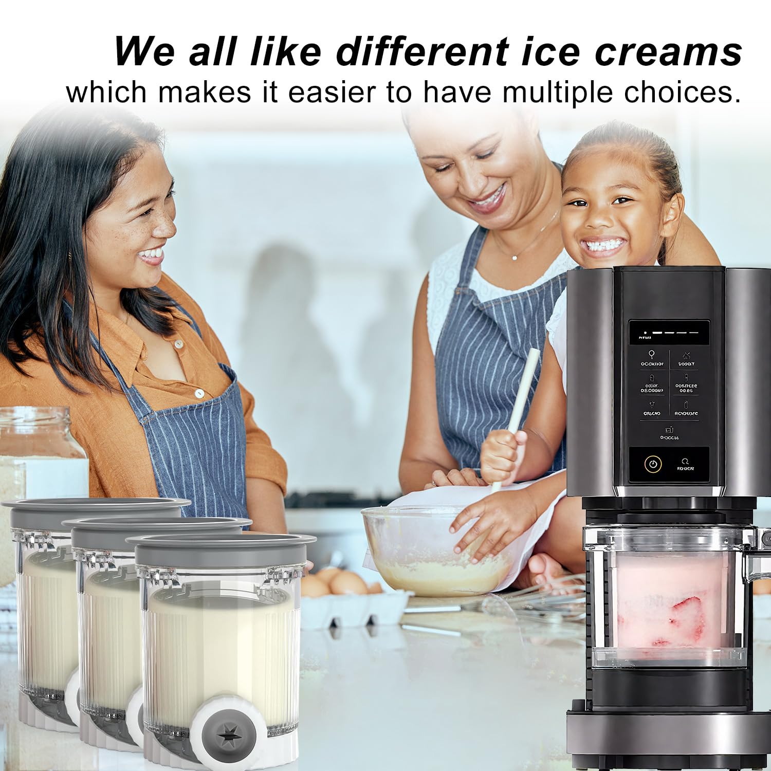 3pz Beccucci Gelato per Ninja CREAMI, con 3 Elementi di Fissaggio Ugelli di Ricambio Senza BPA per Ninja Swirl NC700 NC701 Series (Grigio)