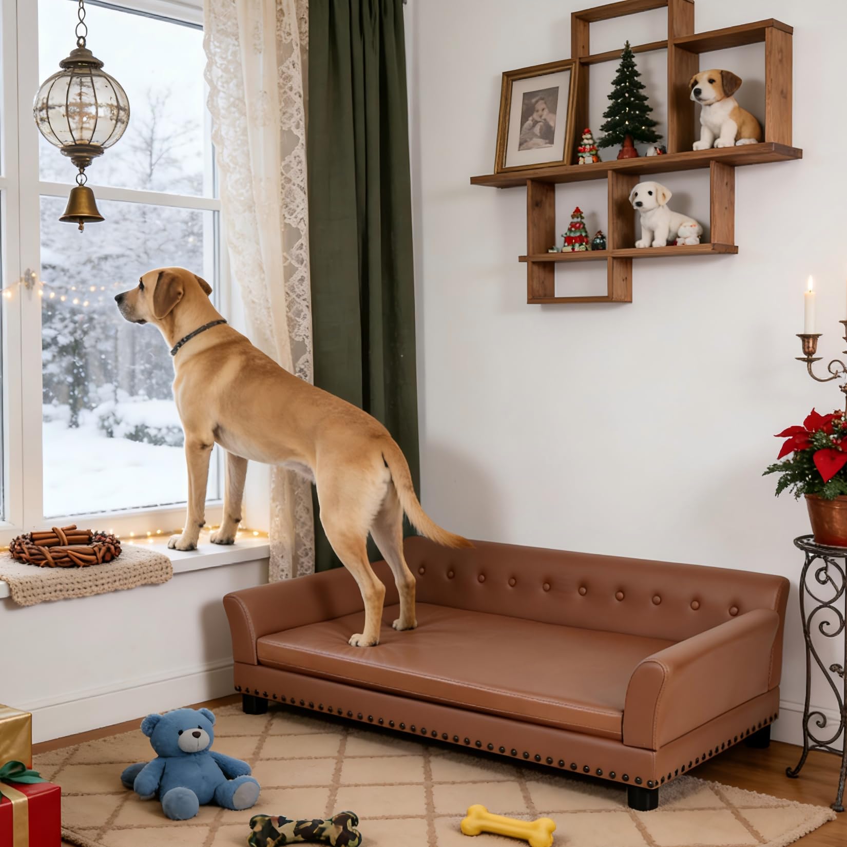 BingoPaw Large Leather Dog Sofa