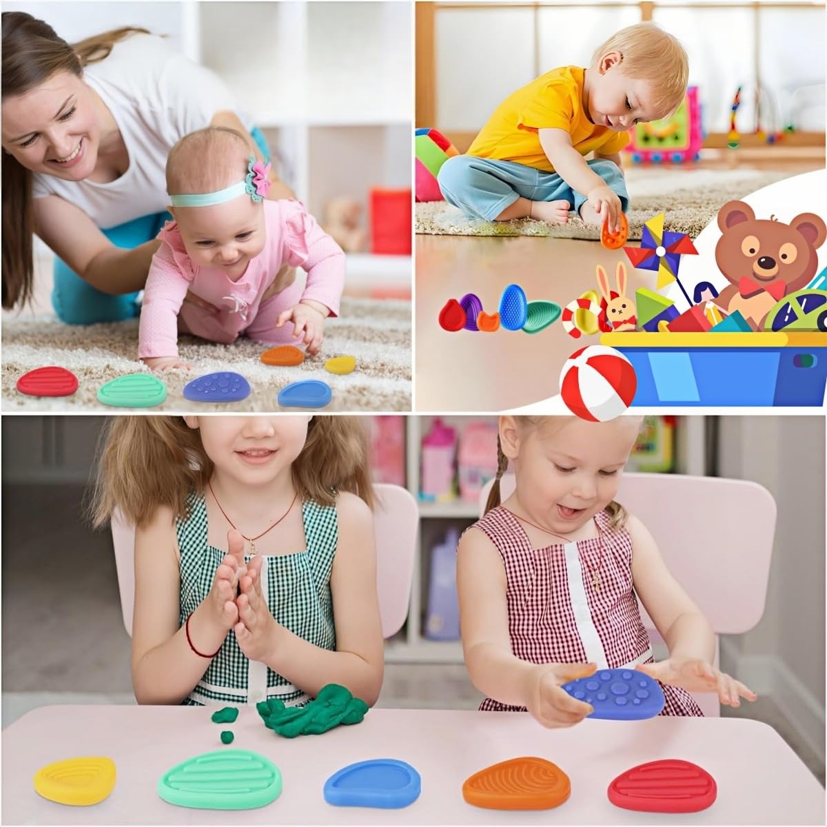 SDXCJY 12 PCS Toys Sensory Stone for Kids extured Soft Worry Stone Autism Sensory Toys, Stress Relief - Image 4