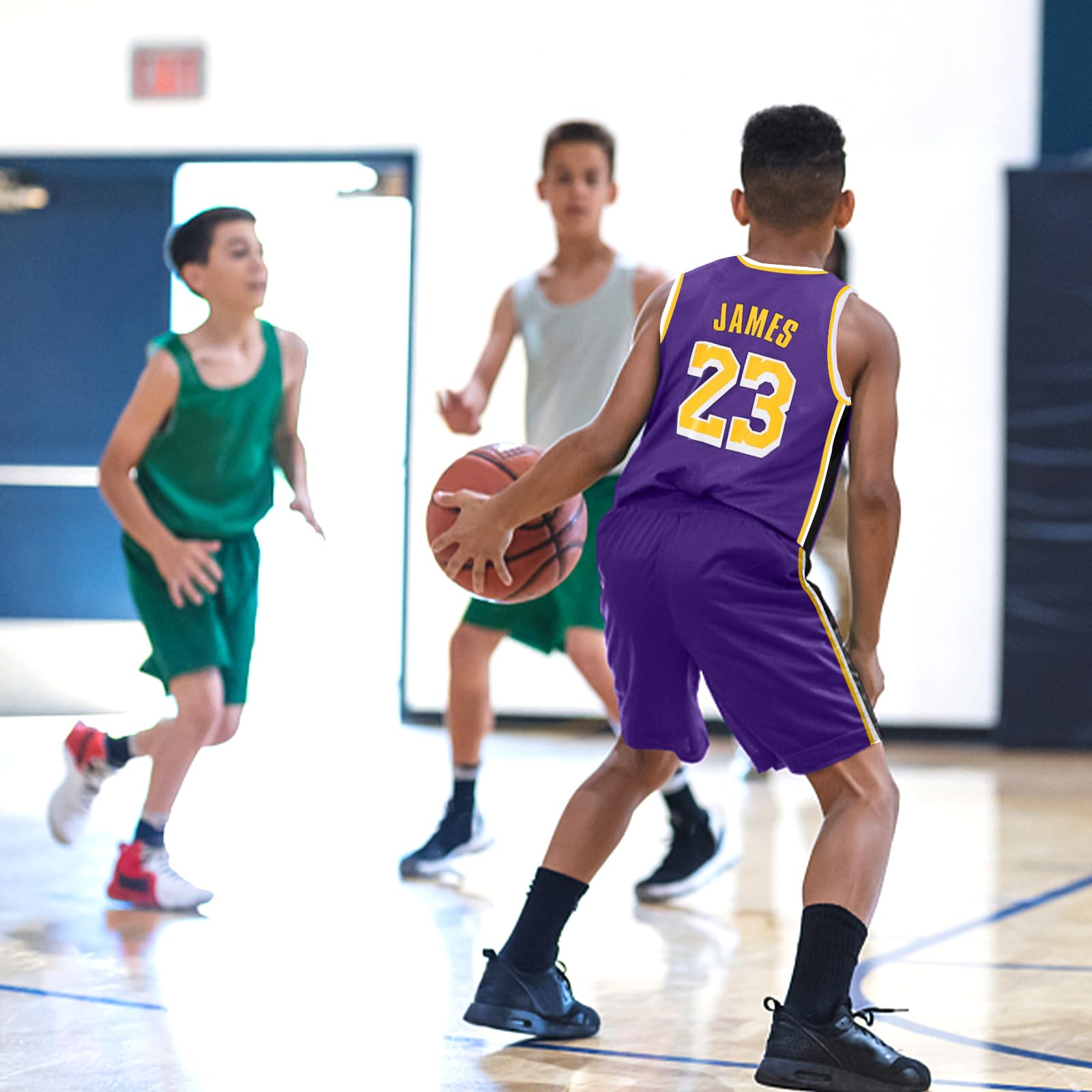 Pardofelis Maillot de basketball pour enfants, maillot d'entraînement de basket-ball, short de basket-ball, short de basket-ball, séchage rapide, maillot de basket-ball, short et bandeau de poignet