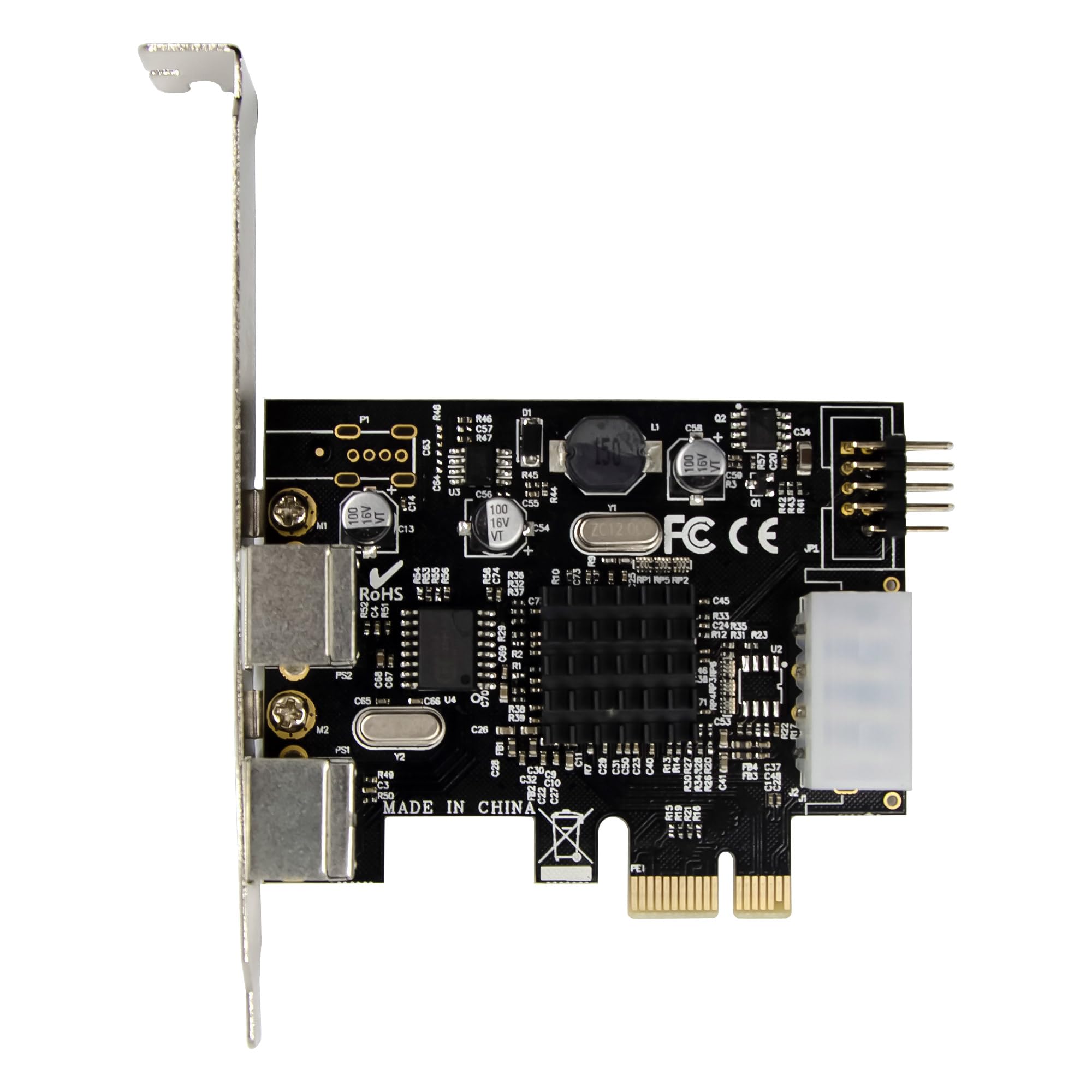 InLine MCS9990 76620P Carte d'interface PCIe, 2 x PS/2, connecteur USB 2.0 Interne, Adaptateur Clavier et Souris