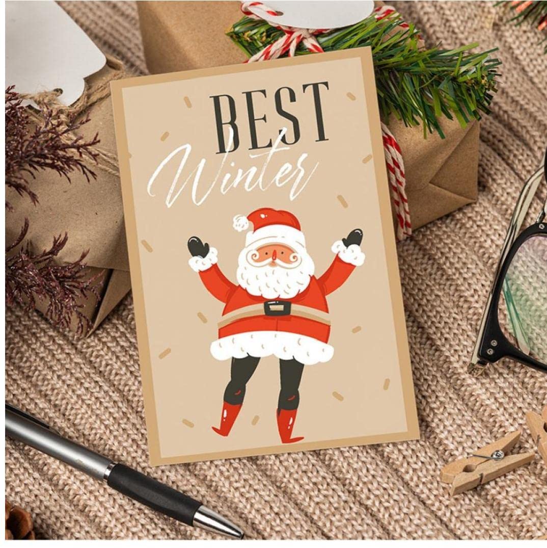 Amazon | クリスマスカード6パック、サンタクロースxmasパーティー招待 