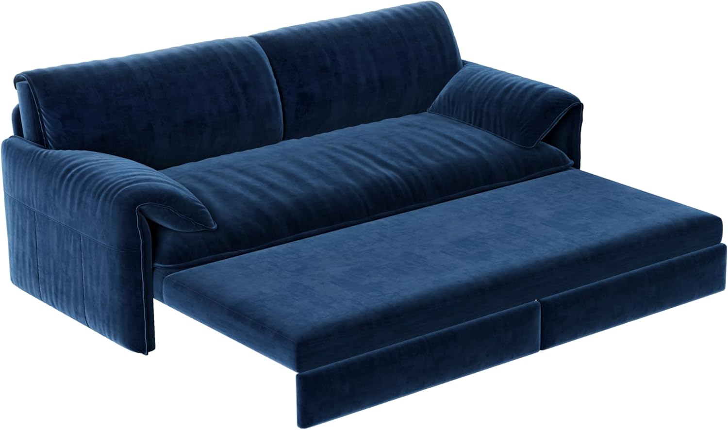 66" Queen Size Loveseat Sofa Bed Couch for Living Room,Upholstered Velvet Fabric,3 in 1 Convertible Pull Out Sleeper Sofa for Apartment, Office, Studies-Blue