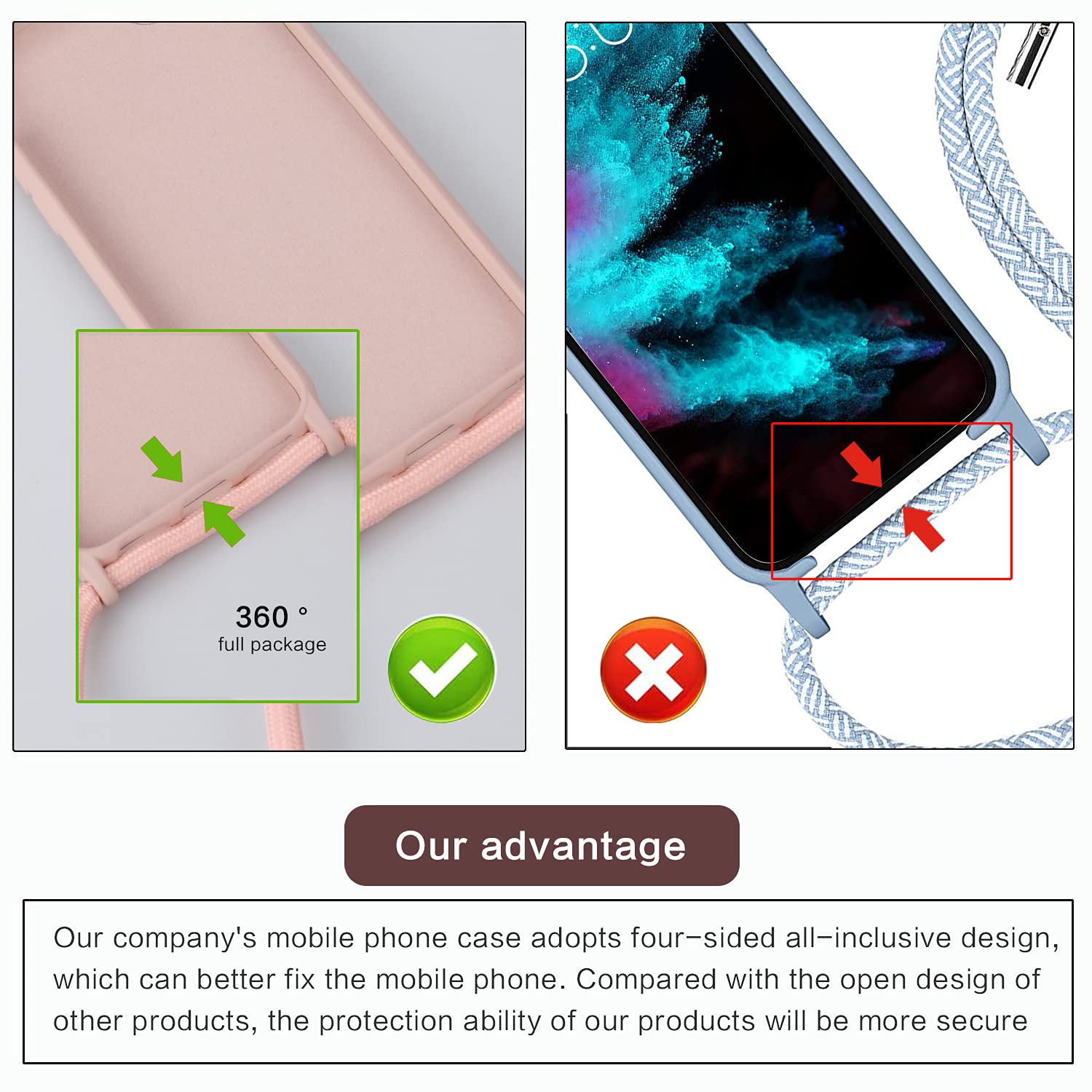 Moex Collana/custodia In Silicone Per Xiaomi Mi 10 Pro, Con Cordino Regolabile, Colori Arcobaleno - 2