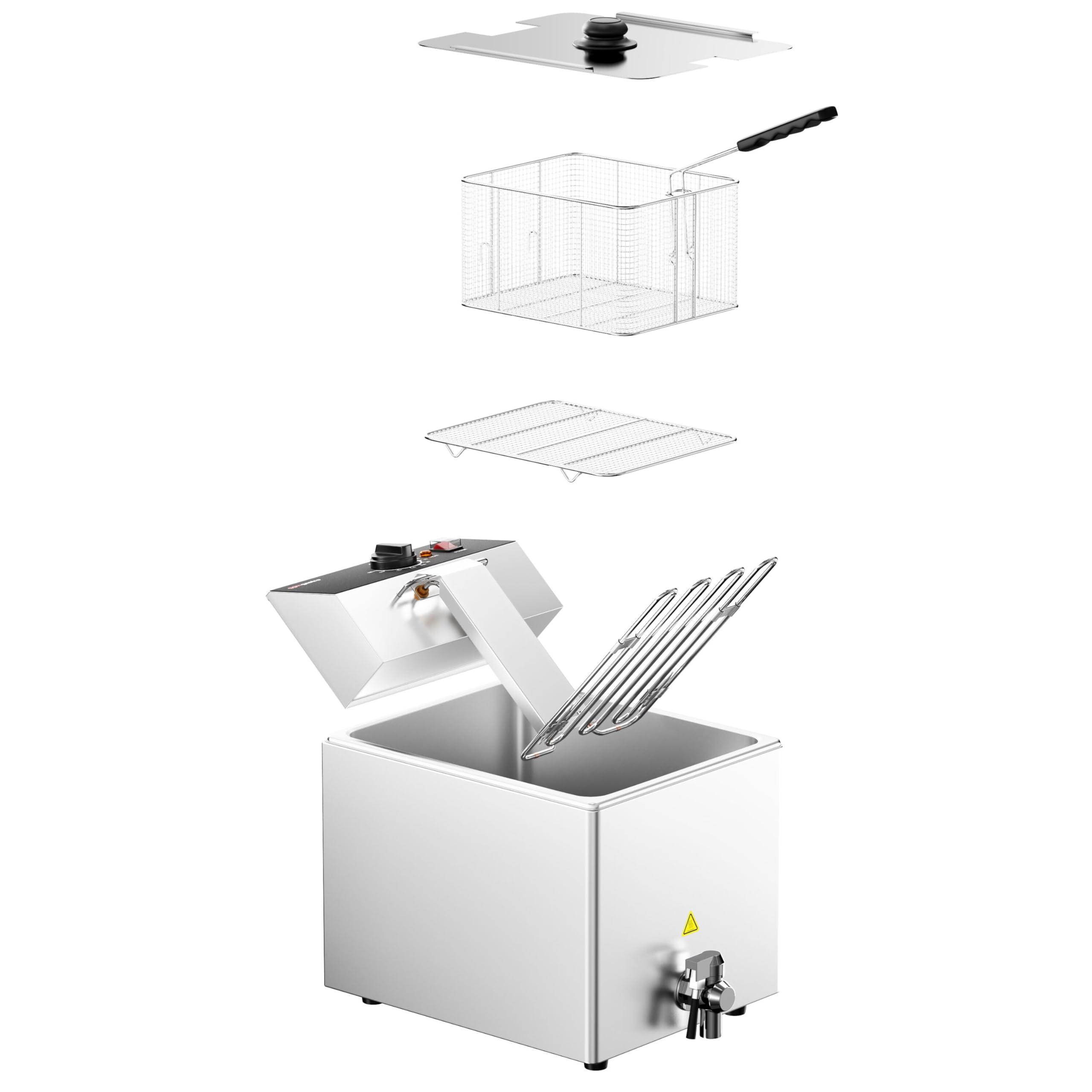 GGM Gastro Elektro-Fritteuse 12L 3,25kW mit Ablasshahn | Robuste Edelstahlkonstruktion, zeitsparende Reinigung, einfaches Öl-Management, sofort betriebsbereit, sicher im Betrieb