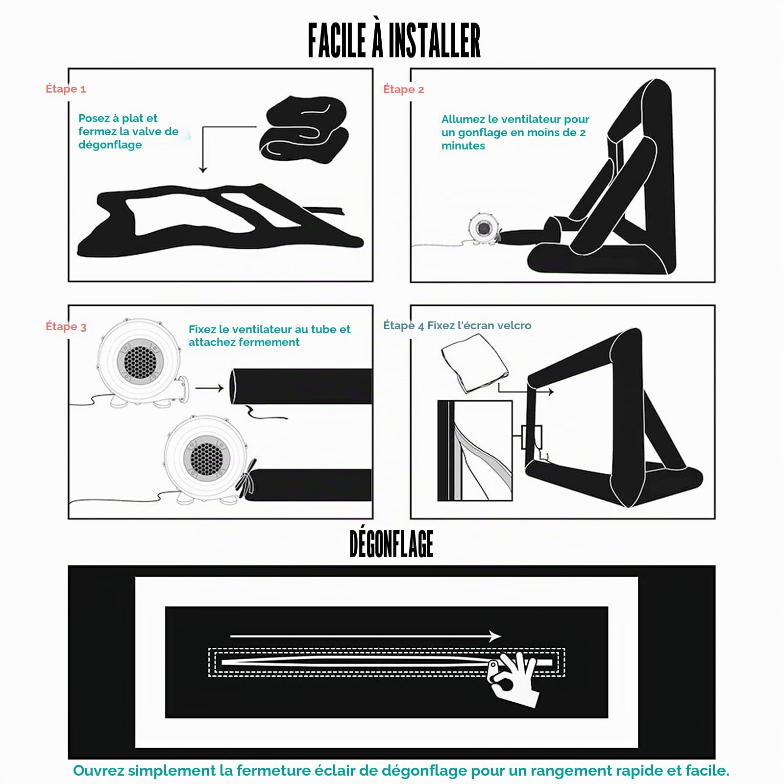 Fayelong Écran De Projecteur Vidéo Extérieur?Écran pour Vidéoprojecteur Gonflable avec Sac De Transport écrans De Projection TV Et Home Cinema (Souffleur Intégré)