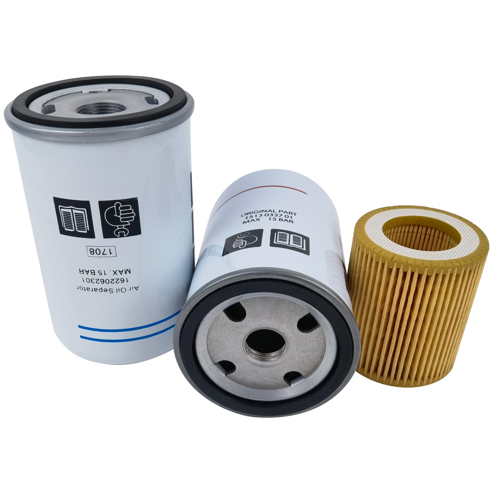 2901086501 Filter Kit Compatible and Suitable Air Compressor GX2 GX3 GX5 Filter Maintenance Package Replacement Parts 1622062301 Air/Oil Separator 1513033701 Oil Filter 1622065800 Air Filter