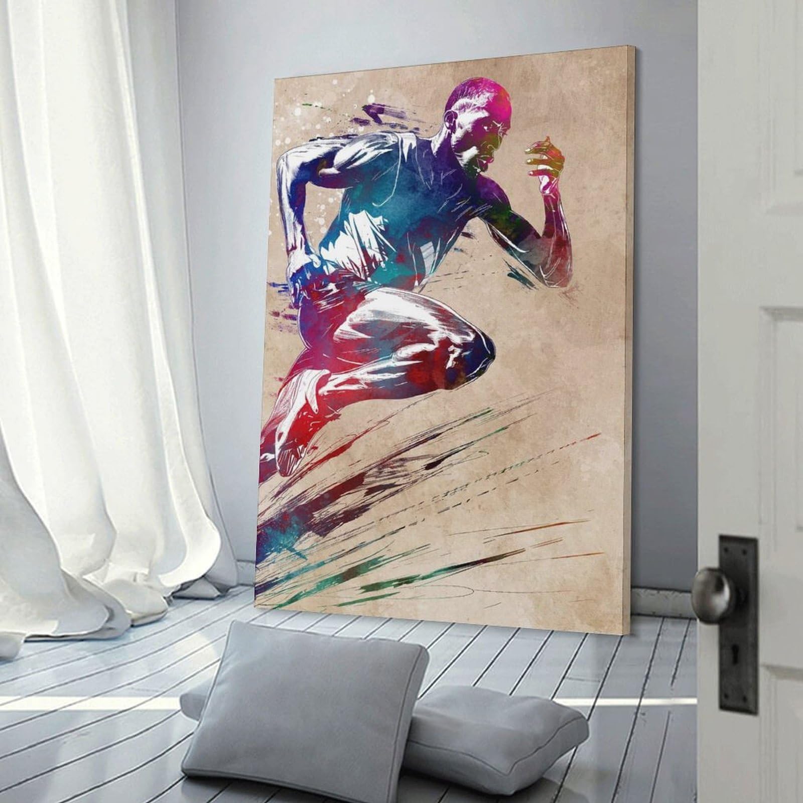 Junmoney Runner Sport Art Wall Picture Print 16x24inch(40x60cm), for Picture Wall Styling in Lounge Or Bedroom, Ideal for Building A Coordinated Art Wall