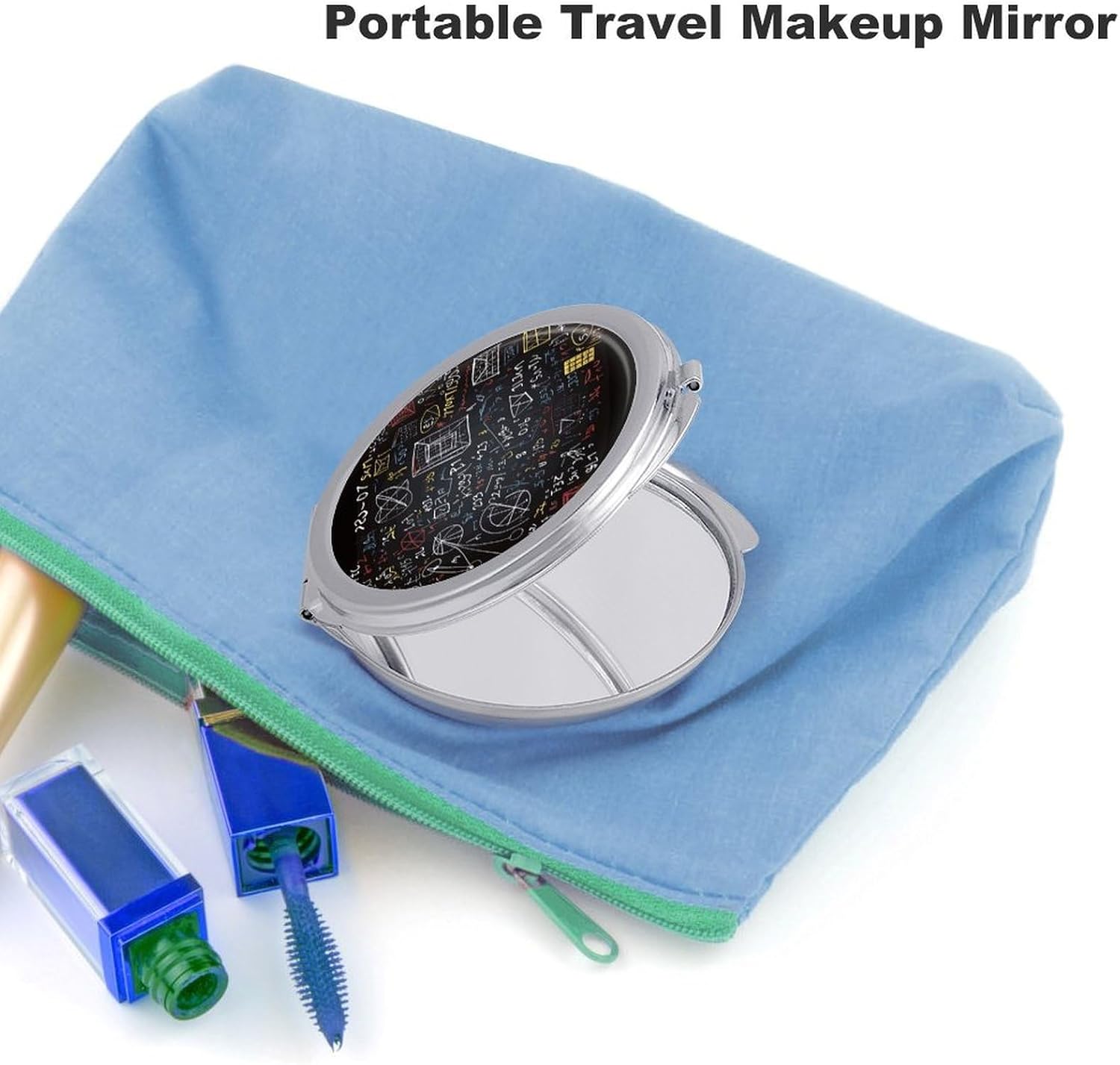 Mathematics and Physics Portable Makeup Mirror, Sided Travel Hand Mirror Mini Folding Mirror for Precise Makeup Women Daily Use