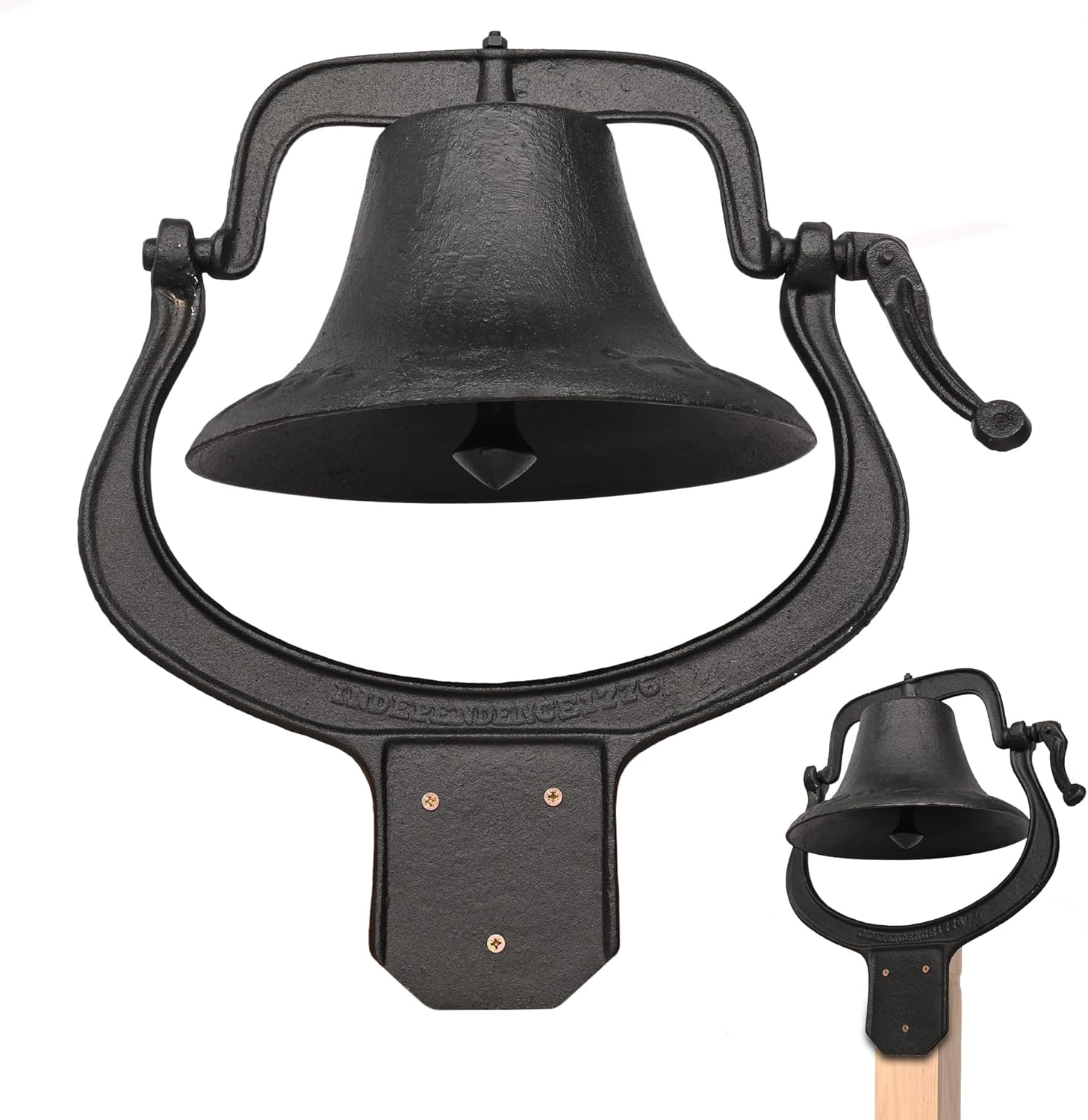 MYOYAY 14'' Large Heavy Cast Iron Dinner Bell Antique Vintage Farmhouse Door Bell for Outdoor Garden Backyard Liberty Farm Church School