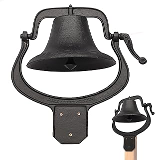 MYOYAY 14'' Large Heavy Cast Iron Dinner Bell Antique Vintage Farmhouse Door Bell for Outdoor Garden Backyard Liberty Farm Church School