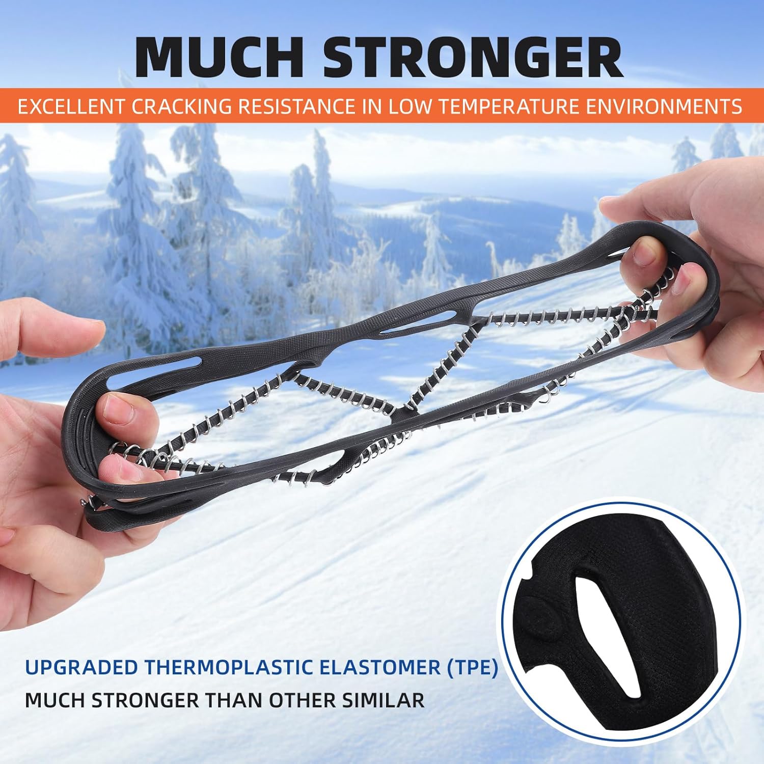Ice Grips for Shoes - 360-Degree Grip on Snow Ice, 1 Pair Non Slip Gripper Anti-Slip Grips for Outdoor Mountain Climbing, Hiking Shoes - Abrasion & - Unisex
