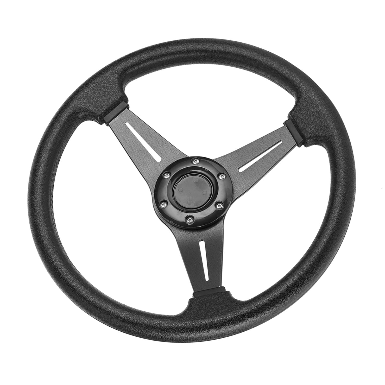 Volante alla deriva per Auto 350 mm 14 Pollici Accessorio di Ricambio Universale Rosso Nero Argento (Nero)