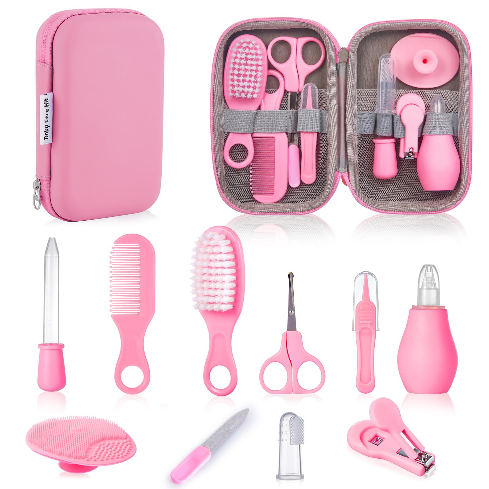 Lictin Baby Pflegeset Neugeborene, Baby Pflegeset,11 teilige(Rosa)