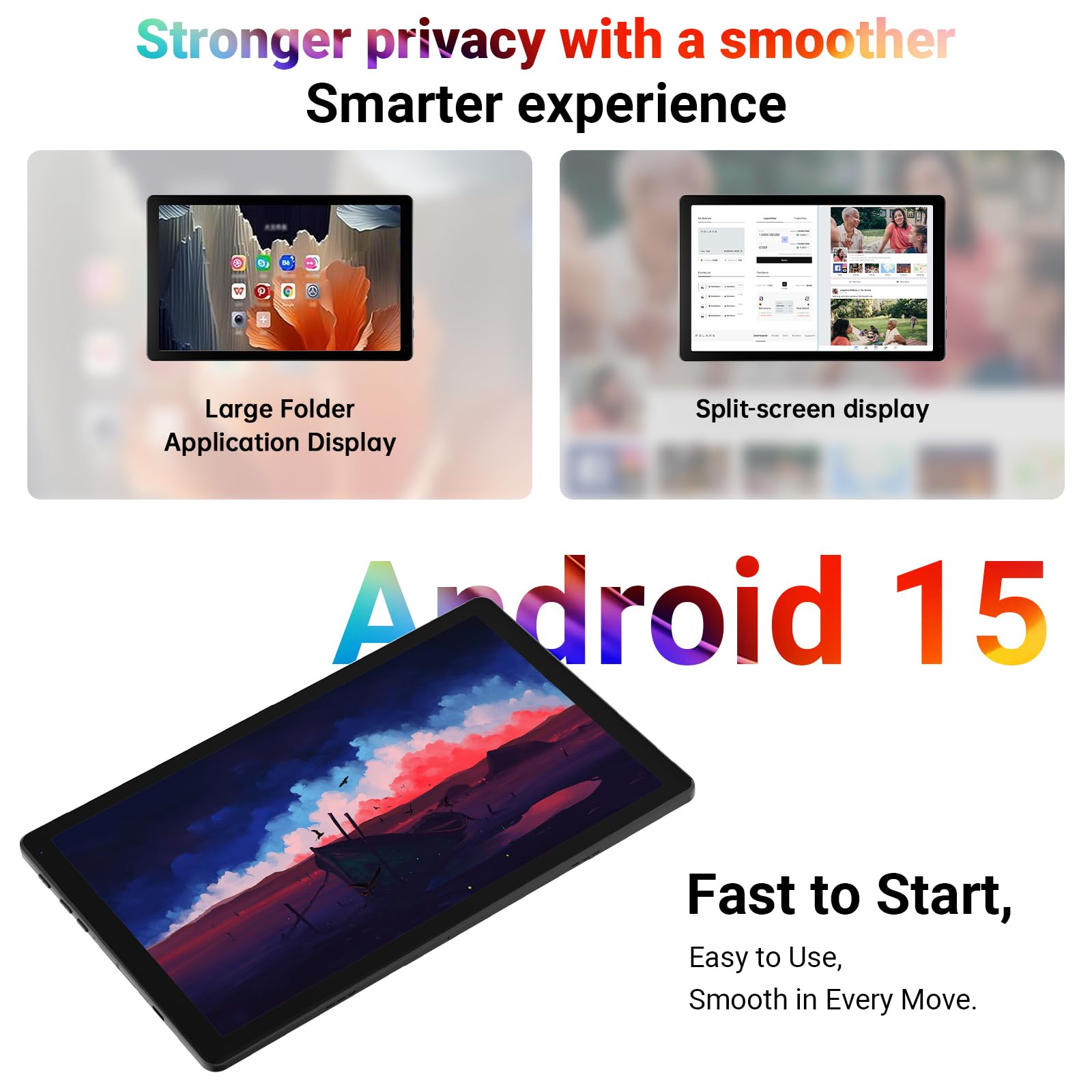 Android 15 Tablet 10 Zoll – 20GB RAM 64GB ROM bis 1TB TF, 800×1280 IPS, Dual Kamera 2MP+5MP, WiFi6+BT5.4, 5000mAh Akku, Typ-C, OMS, Schwarz