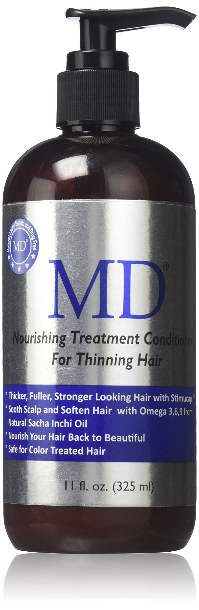 MD Hair Thinning Shampoo for Men & Women – Revitalizing Sulfate-Free Cleanser for Thicker Fuller Looking Hair – Professional Formula with Sacha Inchi & Chamomile for All Hair Types, 11 fl oz