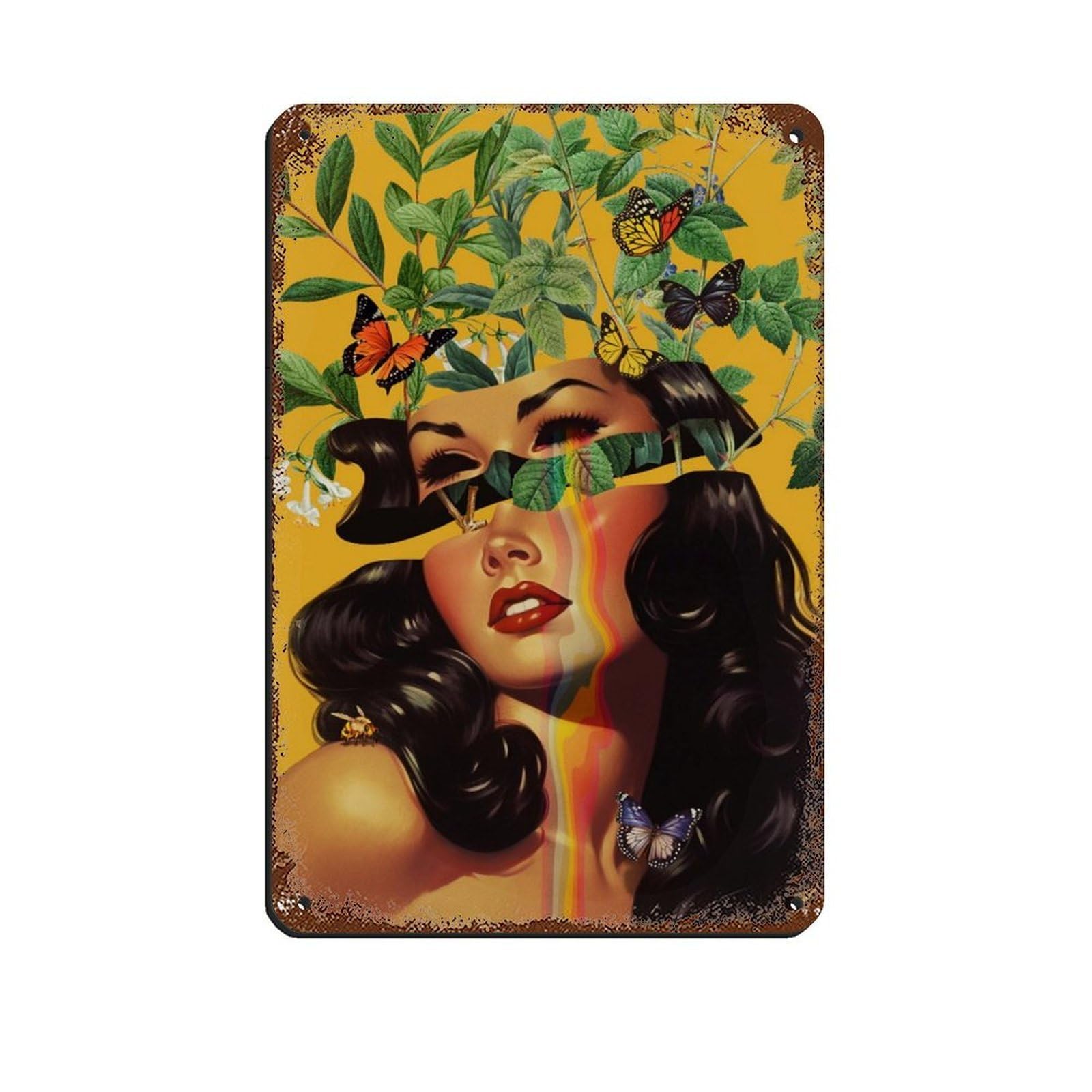 Inside Beauty Art Poster Retro Poster Metal Tin Sign Chic Art Retro Iron Painting Bar People Cave Cafe Family Garage Poster Wall Decoration 8x12inch(20x30cm)