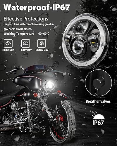 Miniatura 4 de Z-OFFROAD Faro LED para motocicleta de 7 pulgadas con DRL Kit DOT de halo blanco compatible con Harley Davidson Street Glide Road King Special