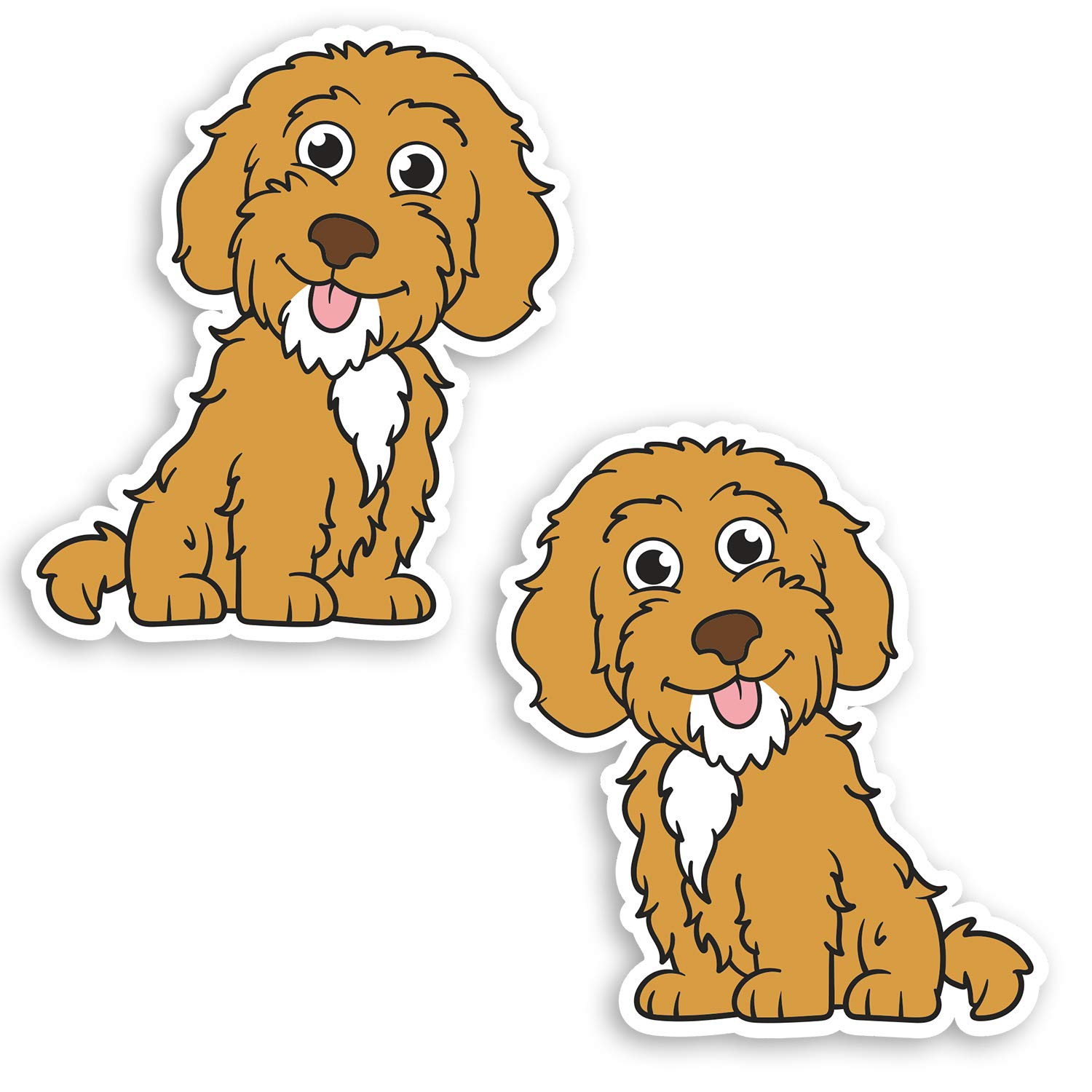 Destination Vinyl Ltd Multi 2 X 10Cm Cute Cockapoo Puppy Vinyl Stickers - Cartoon Dog Kids Sticker #29229
