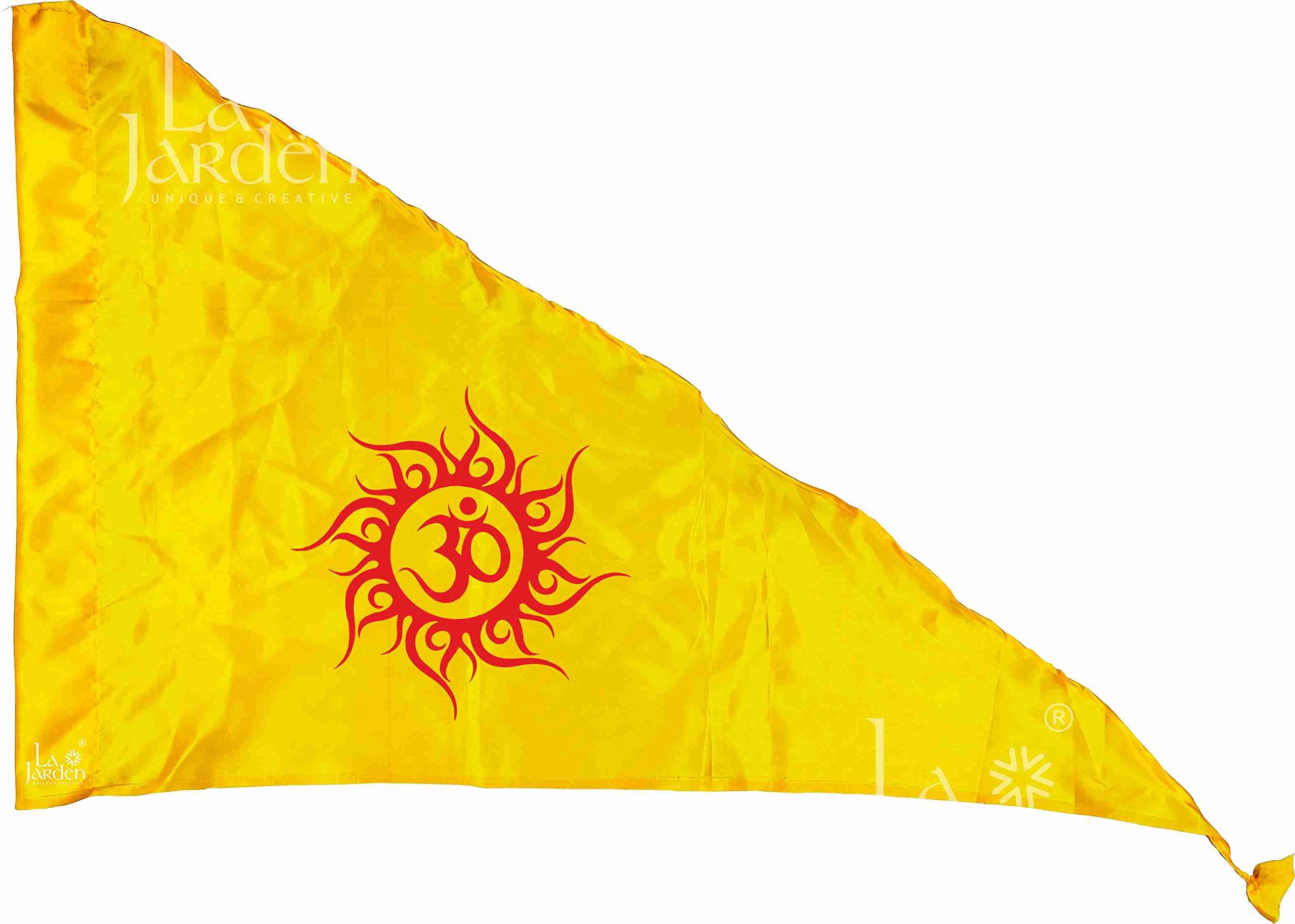 La Jarden LARGE 3x4.5 feet ॐ Aum/Om printed in RED on silky satin Yellow triangle flag (पवित्र ओम ध्वज), for Yoga, Meditation, Om shanti bhawan, dhwaj for temple, religious purpose, Flag for home, Om ka jhanda -1 nos (Large  (B0BXQ64M7R) Amazon Price History, Amazon Price Tracker