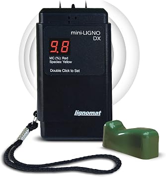جهاز قياس الرطوبة Lignomat mini-Ligno DX - جهاز قياس رطوبة الخشب للخشب والخيزران والصفائح والجص والجدران الجافة وألواح الجدران المختلفة - جهاز اختبار الرطوبة لمشاريع النجارة والأرضيات والترميم