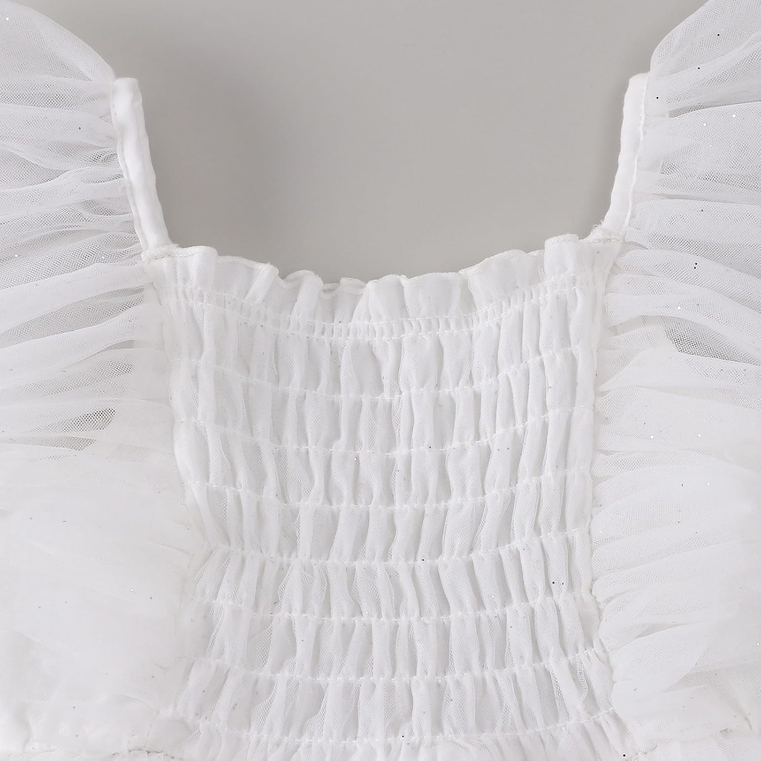 Tutu.kk Toddler Girl Tulle Dress Ruffled Sleeve Girls Smocked Dresses for Birthday Party, Wedding - Image 4