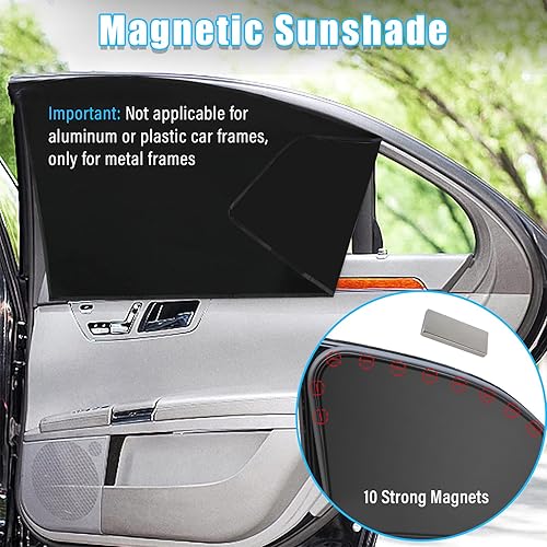 Miniatura 3 de Kewucn Parasol para ventana de automóvil, 2 cortinas para parabrisas delantero y trasero con magnético, protección contra rayos UV y bloqueo de