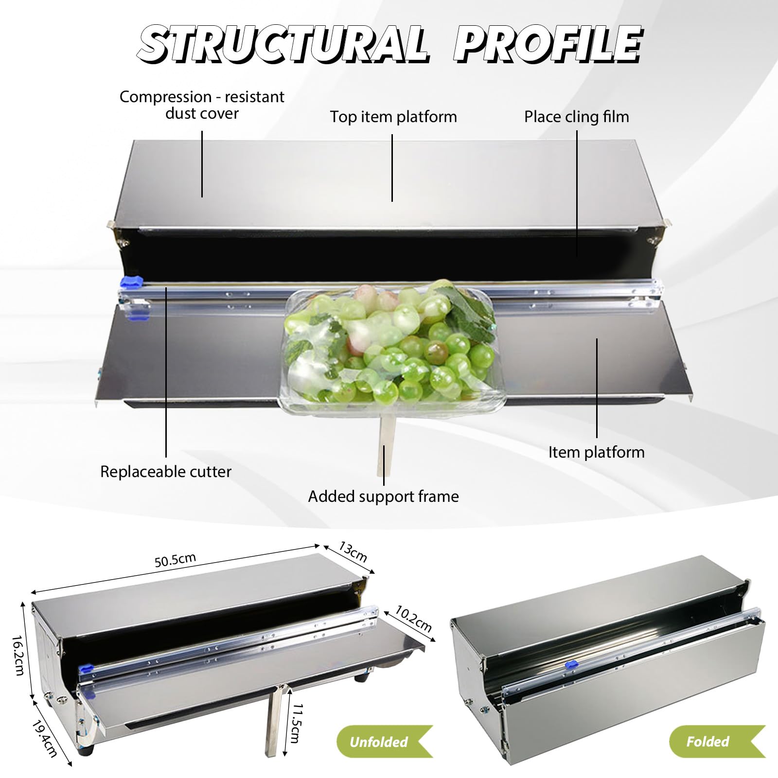 Máquina Envolvedora De Film De 450 Mm, Envasadora de Frescos Comercial | Film de Alimentos Frescos Comercial, para Verduras Frutas Carne Supermercados