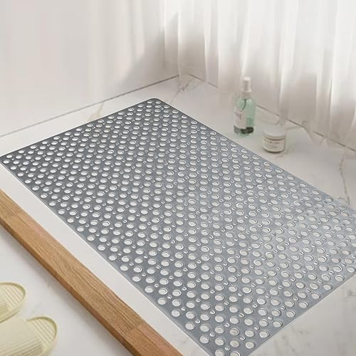 Tiamo Alfombrilla de ducha grande antideslizante de 35.4 x 23.6 pulgadas, tapetes de ducha TPE para ducha interior, alfombrilla de bañera