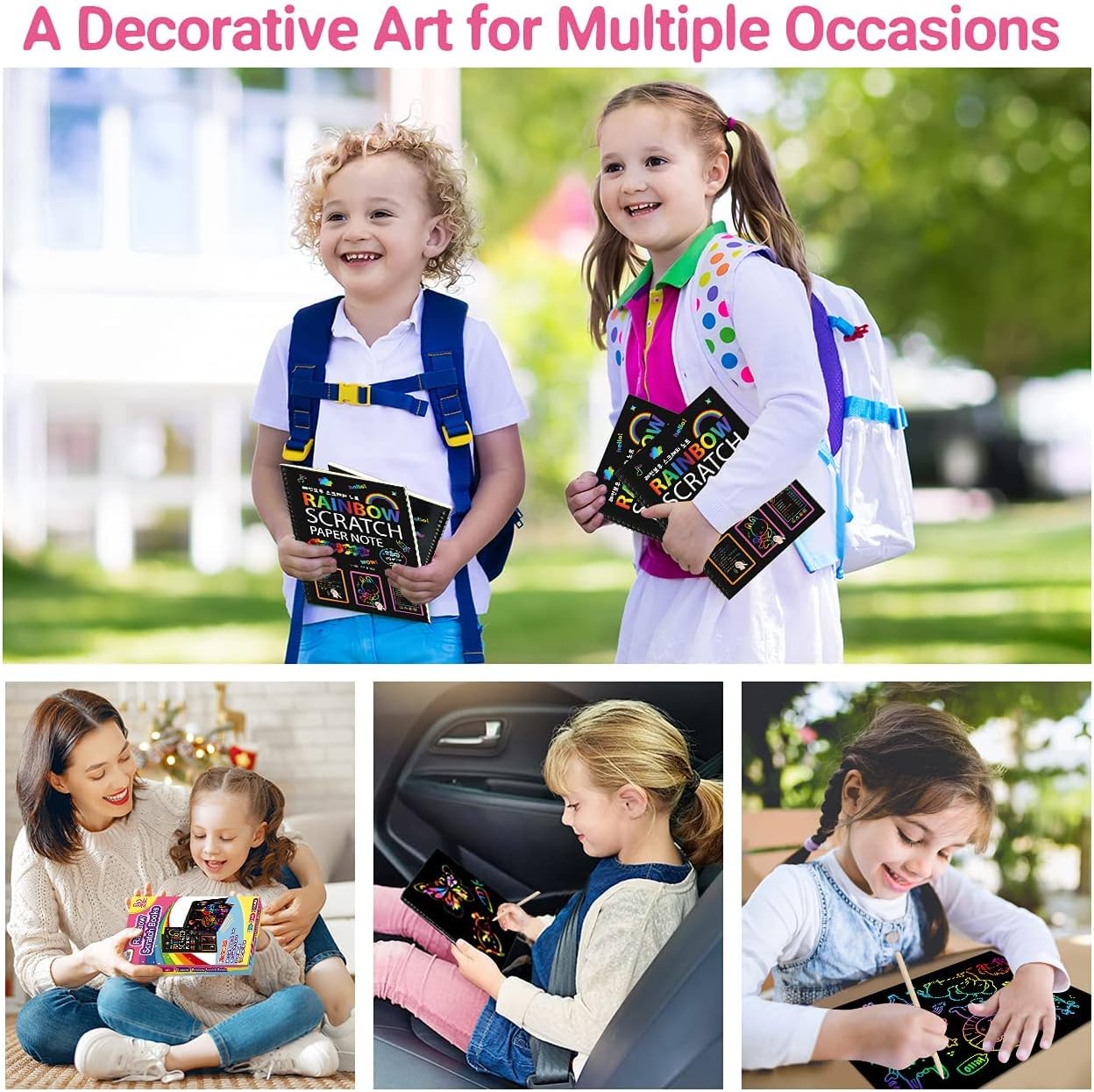 ZMLM Scratch Art for Kids, 2 Pack Large Rainbow Scratch Notebooks, Arts and Crafts for Kids Ages 3-12 - Image 5