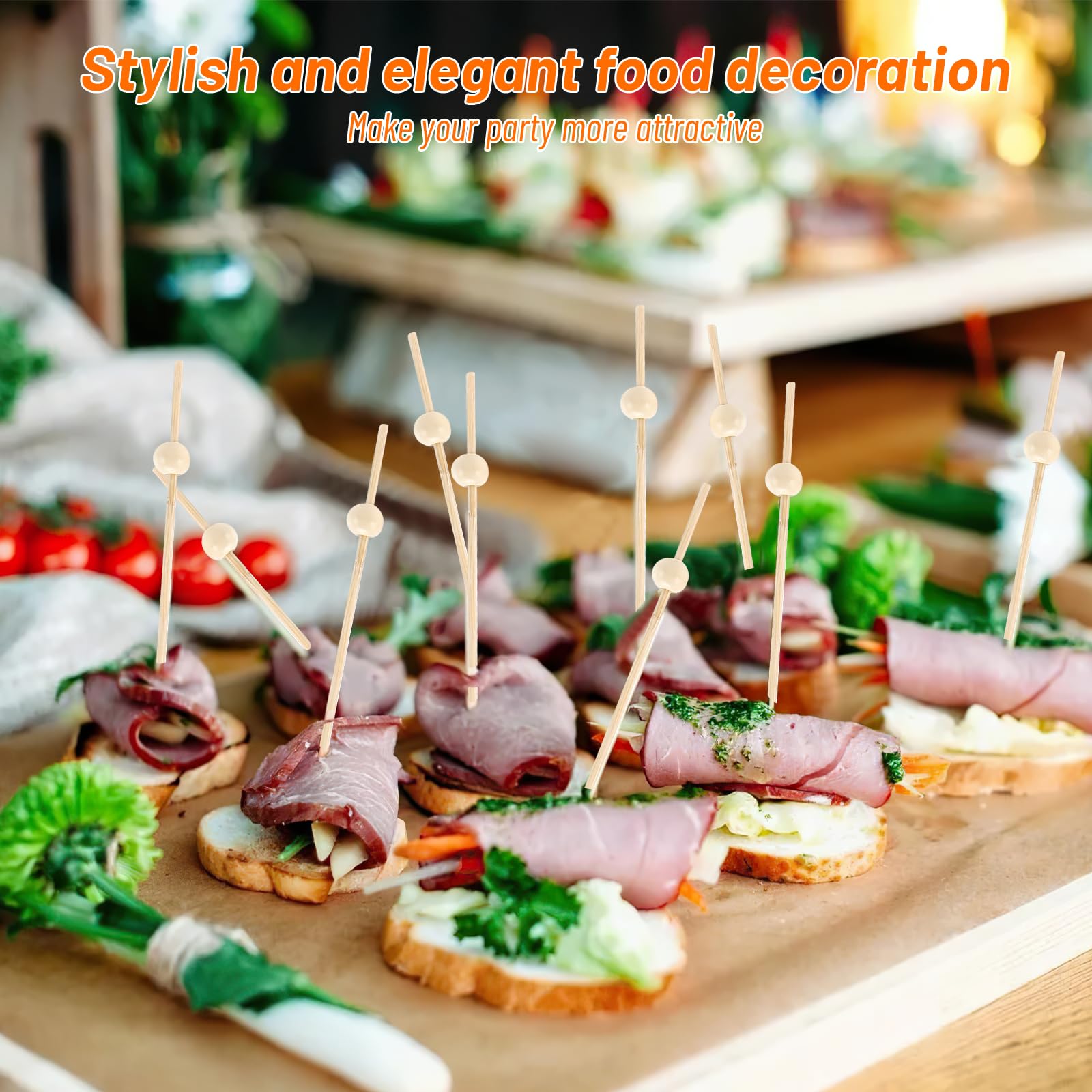 Zikenis 100 Pezzi Stuzzicadenti Cocktail,12cm Bastoncini da Cocktail Legno,Stecchini Per Aperitivo,Stuzzicadenti Decorativi,per Bar,Feste di Carnevale,Feste Decorativi