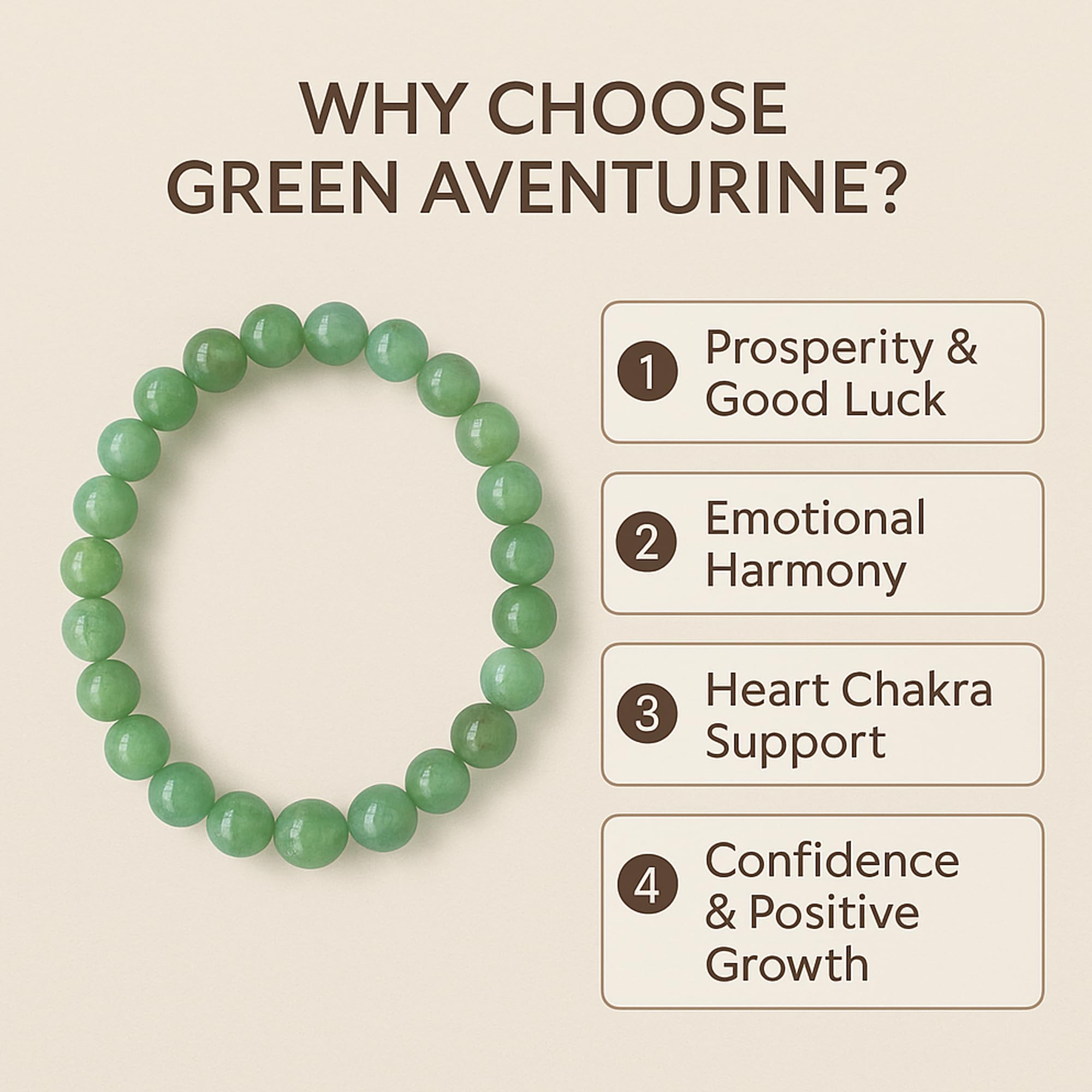 Serein Green Aventurine Bracelet Round 8mm Adjustable Beaded Healing Crystal Bracelet for Prosperity, Money, Good Luck & Heart Chakra, Harmony, Abundance, Emotional Balance, Meditation for Men & Women 2