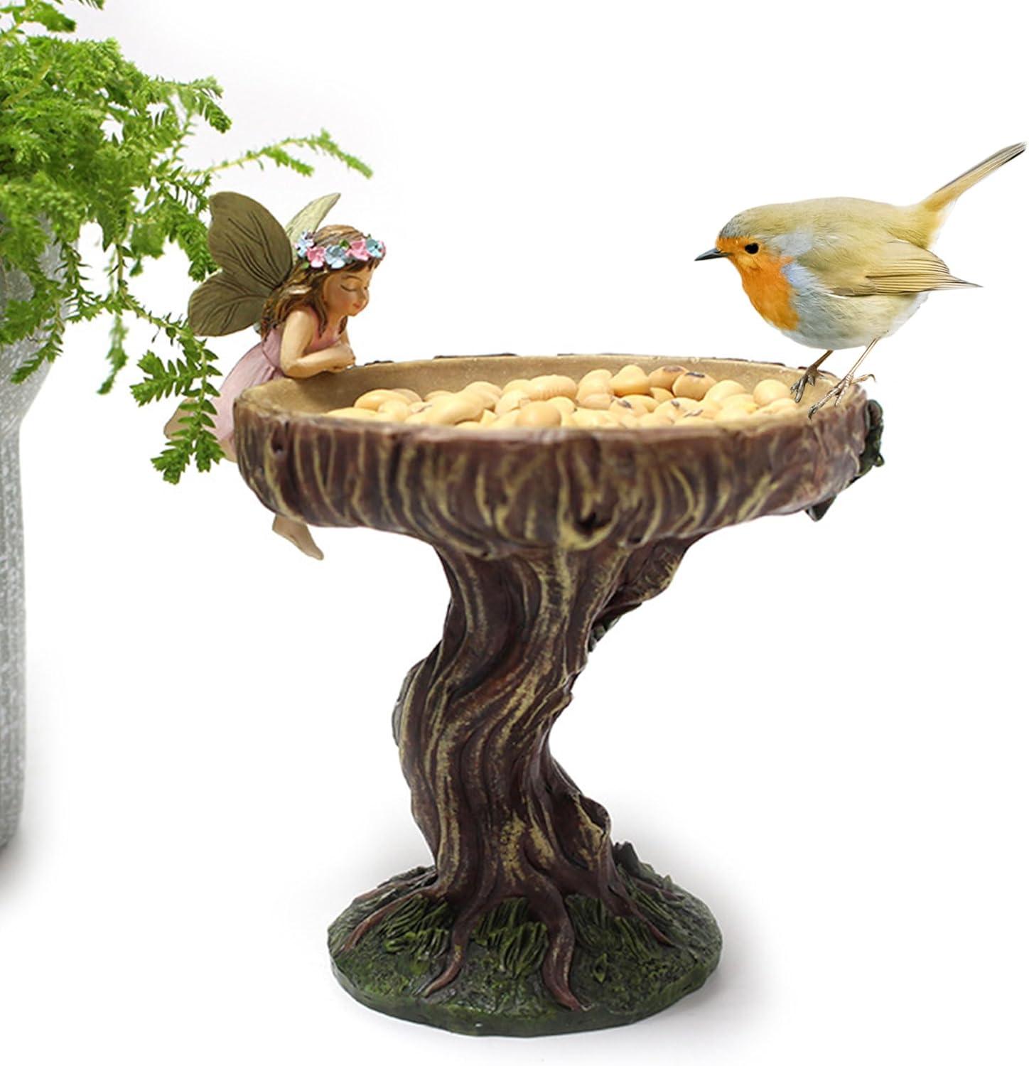Outdoor Garden Bird Baths, Colomix Decorative Bird Feeder Standing, Resin Fairy