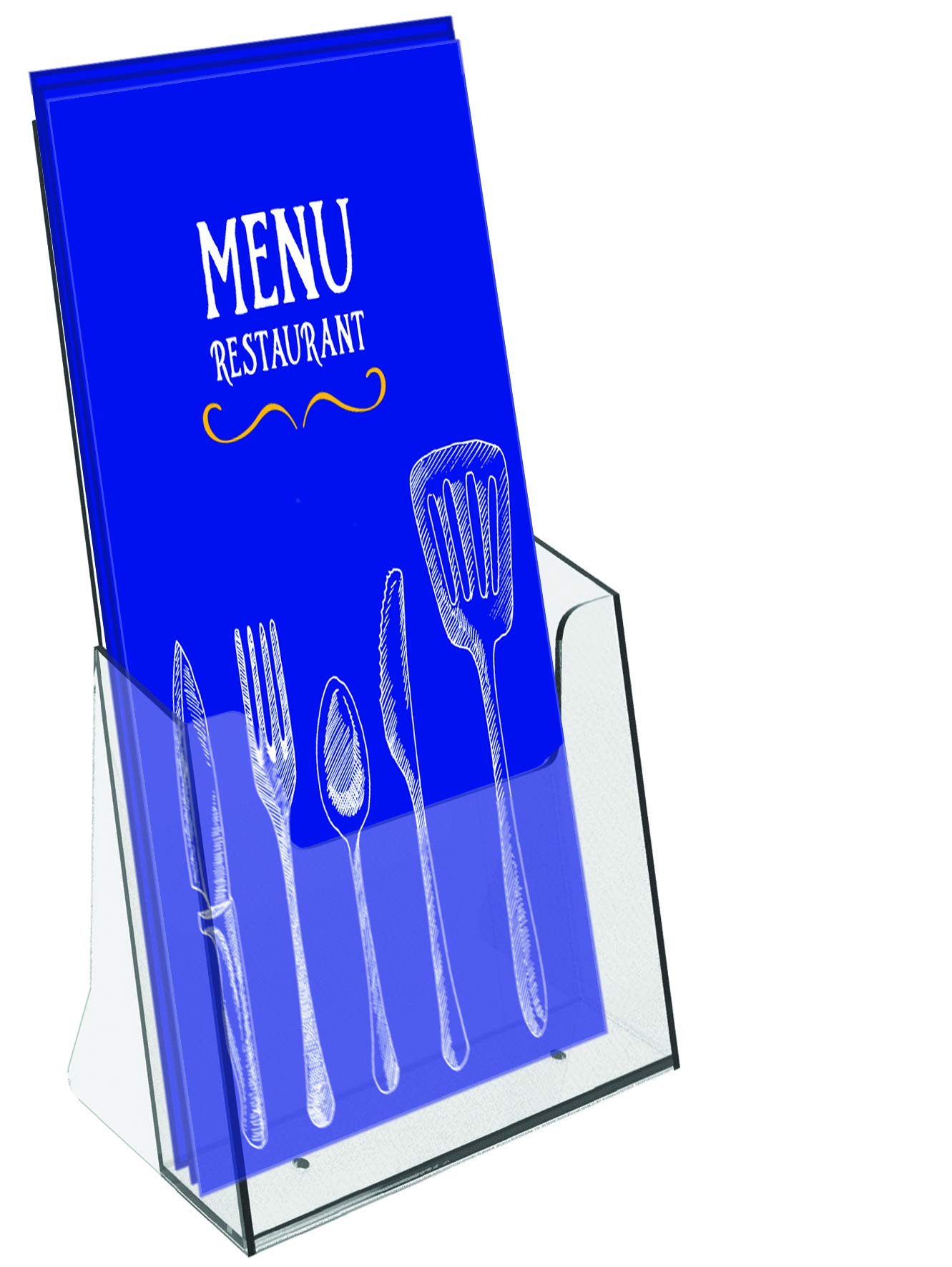 EUROPEL Brochure & Literature Holder, 1/3 A4 Size, Impact Resistant Plastic Construction, Booklet, Flyer & Menu Display & Dispenser for Office, Restaurants & Reception, Portrait, Clear