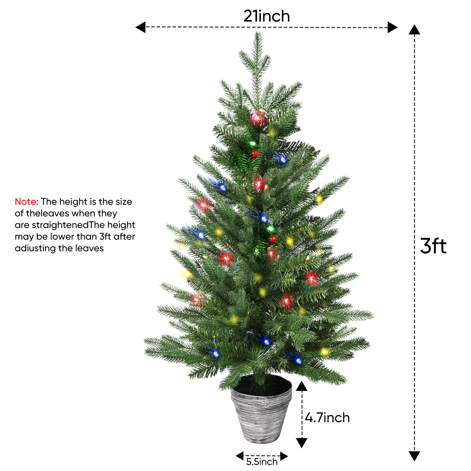 Amazon.com: 3FT Pre-Lit Christmas Tree, 2-Packs PE Branchs Xmas