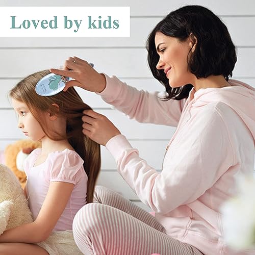 Miniatura 3 de Aethland Cepillo desenredante para niños con cabello rizado, color azul claro, elimina suavemente nudos y enredos, ahorra tiempo, sin dolor, para