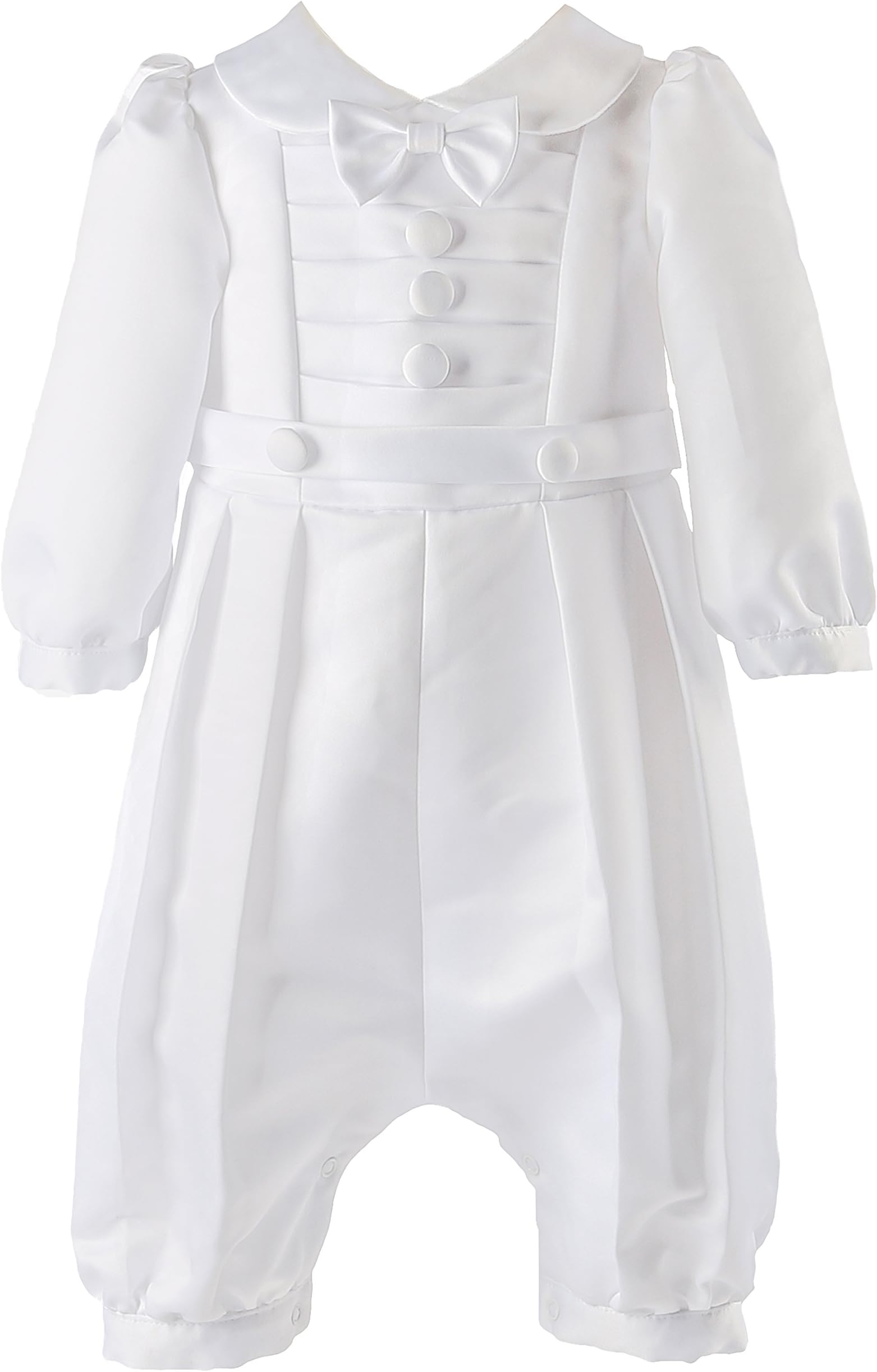 NIMBLEBaby Boys Newborn Christening Baptism White Coverall Outfit Romper, 0-12M