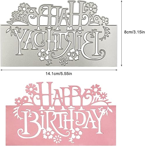 Miniatura 2 de 3 juegos de troqueles de corte de metal de feliz cumpleaños, plantillas troqueladas de mariposa y SENHAI Happy Birthday para hacer tarjetas de
