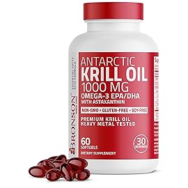 Bronson Antarctic Krill Oil 1000 mg with Omega-3s EPA, DHA, Astaxanthin and Phospholipids 60 Softgels