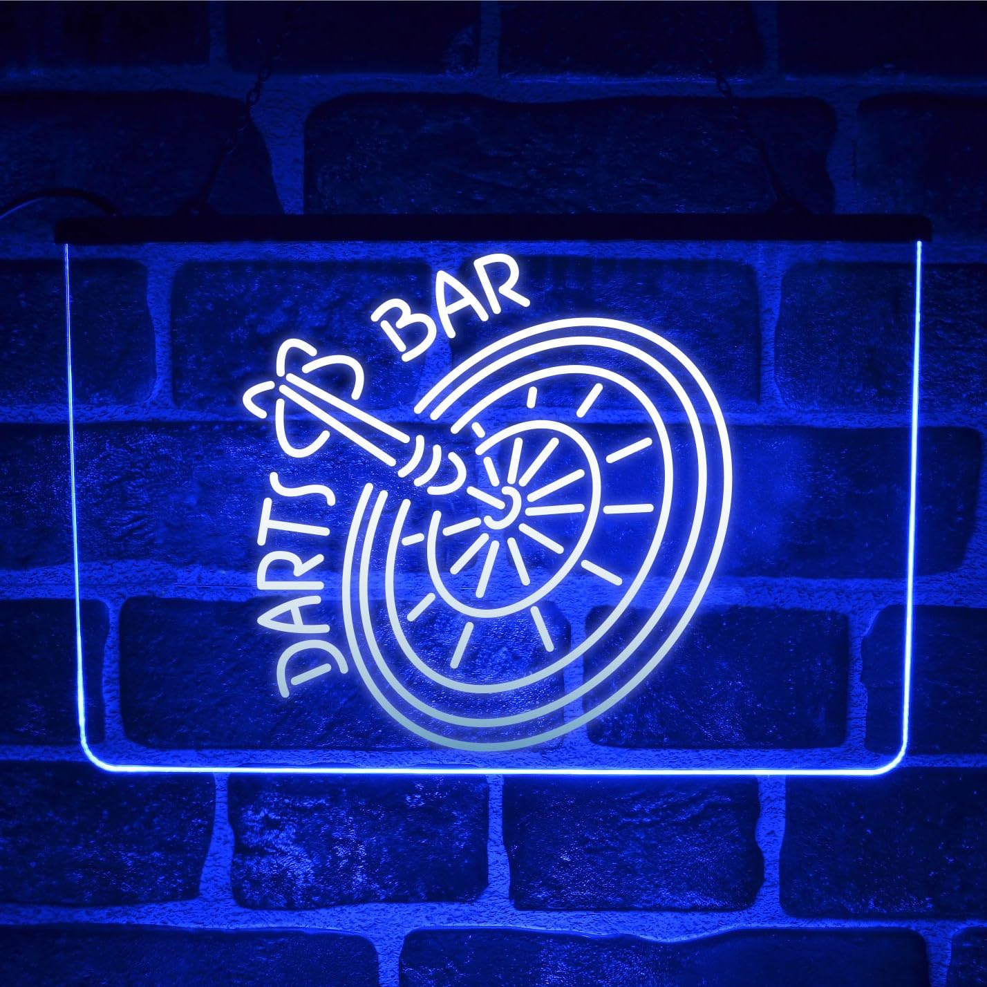 Darts Bar LED Neon Light Sign | Hanging Wall Lit Up Plaque For Arrows Game Room