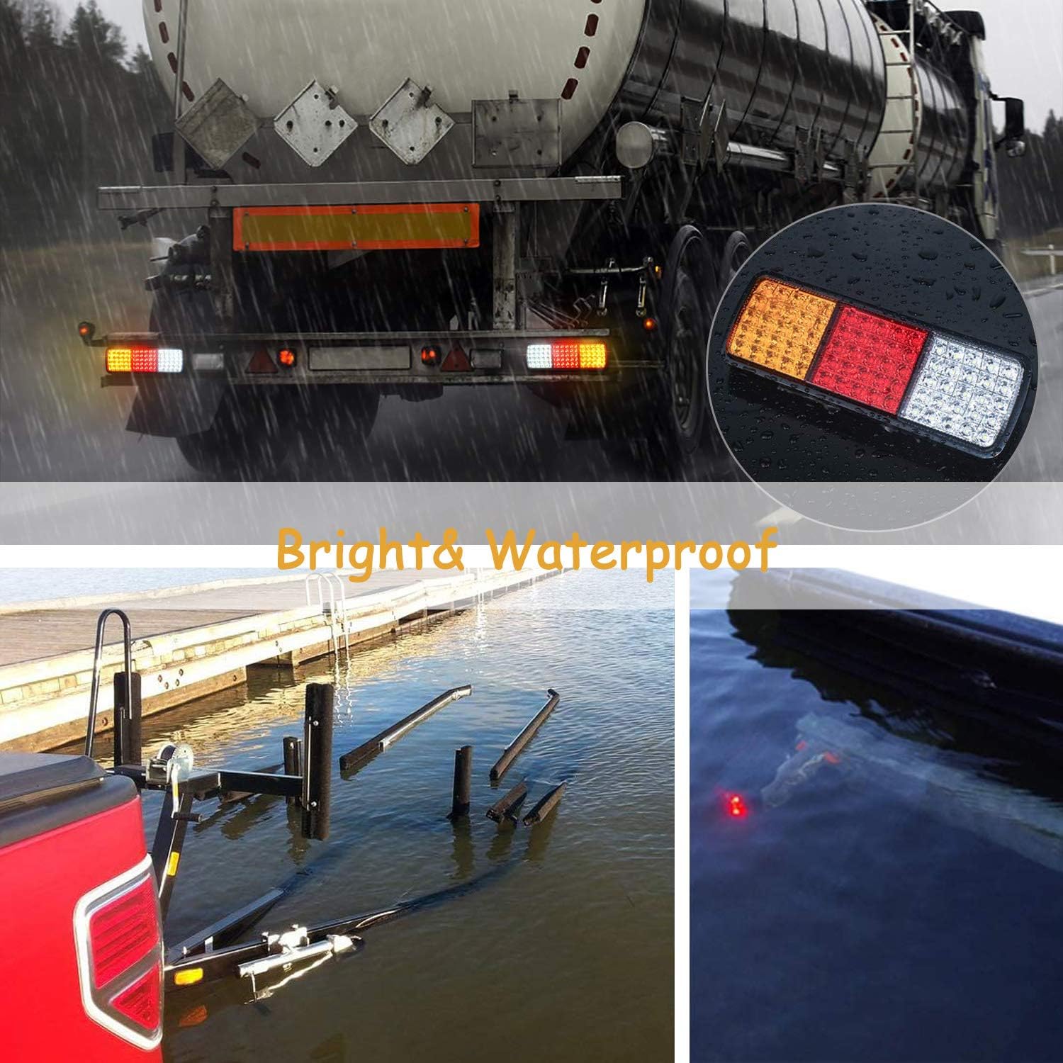 75 LED Trailer Lights, Turn Signal Running Brake Reverse LED Trailer Lights, Waterproof IP68 Taillight For Boat Utility Kit Truck RV Camper UTV UTE Vans (Pack of 2)