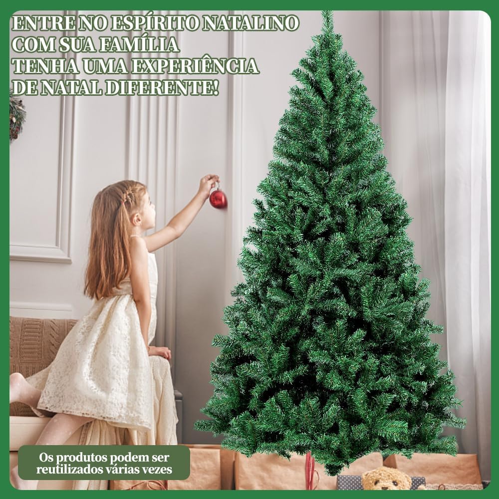 Até 880 Cabeças, Árvore de Natal de 1,8 m, Árvore De Natal Gigante Luxo Modelo Cor Verde 1,8m, PVC, Até 880 Cabeças Do Número de Galhos