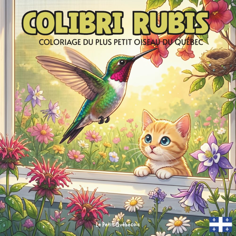 Colibri Rubis: Livre de Coloriage pour Enfants et Adultes avec des Designs Enchantés du Colibri à Gorge Rubis Butinant les Fleurs, Construisant son ... du Québec, le Tout en 45 Pages Captivantes