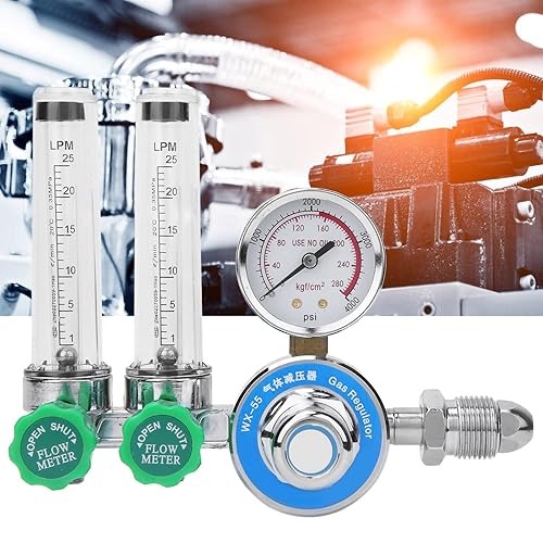 Miniatura 7 de WX-55X-2L Regulador de argón Medidor de gas Reductor de presión de tubo Rango de medición 0-4000PSi 0-25Lmin CGA540 Métrico G58-14 Entrada