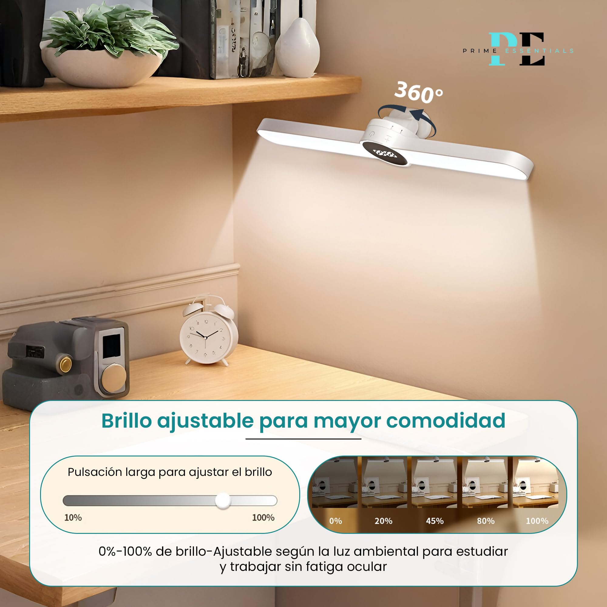 Luce LED Wireless Touch Con Orologio Digitale – Rotazione 360°, 3 Toni, Telecomando E Attacco Adesivo - 3
