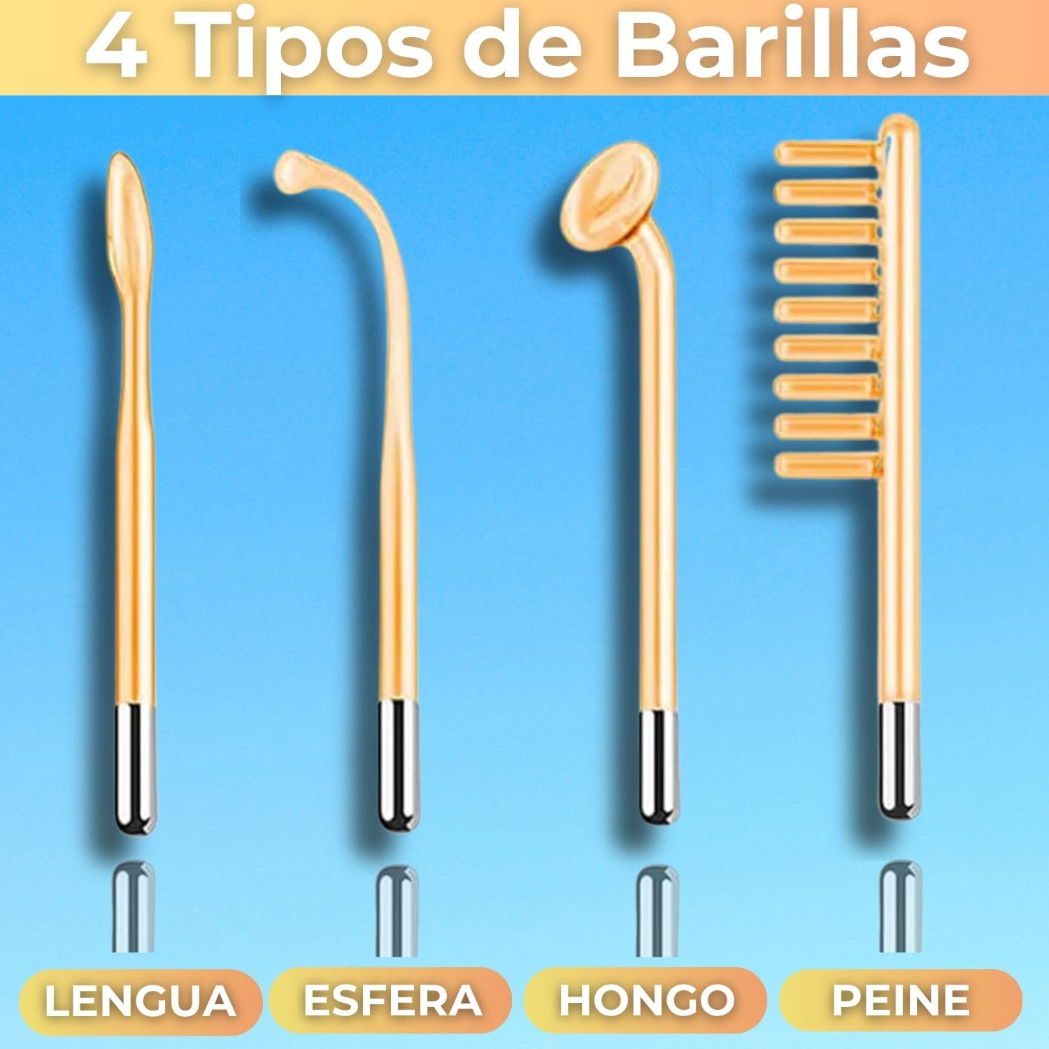 Alta frequenza professionale del viso e dei capelli - High Frequency Wand - Alta frequenza estetica facciale - Macchina rimuove rughe, acne e macchie sulla pelle - Tecnologia LED con 4 elettrodi