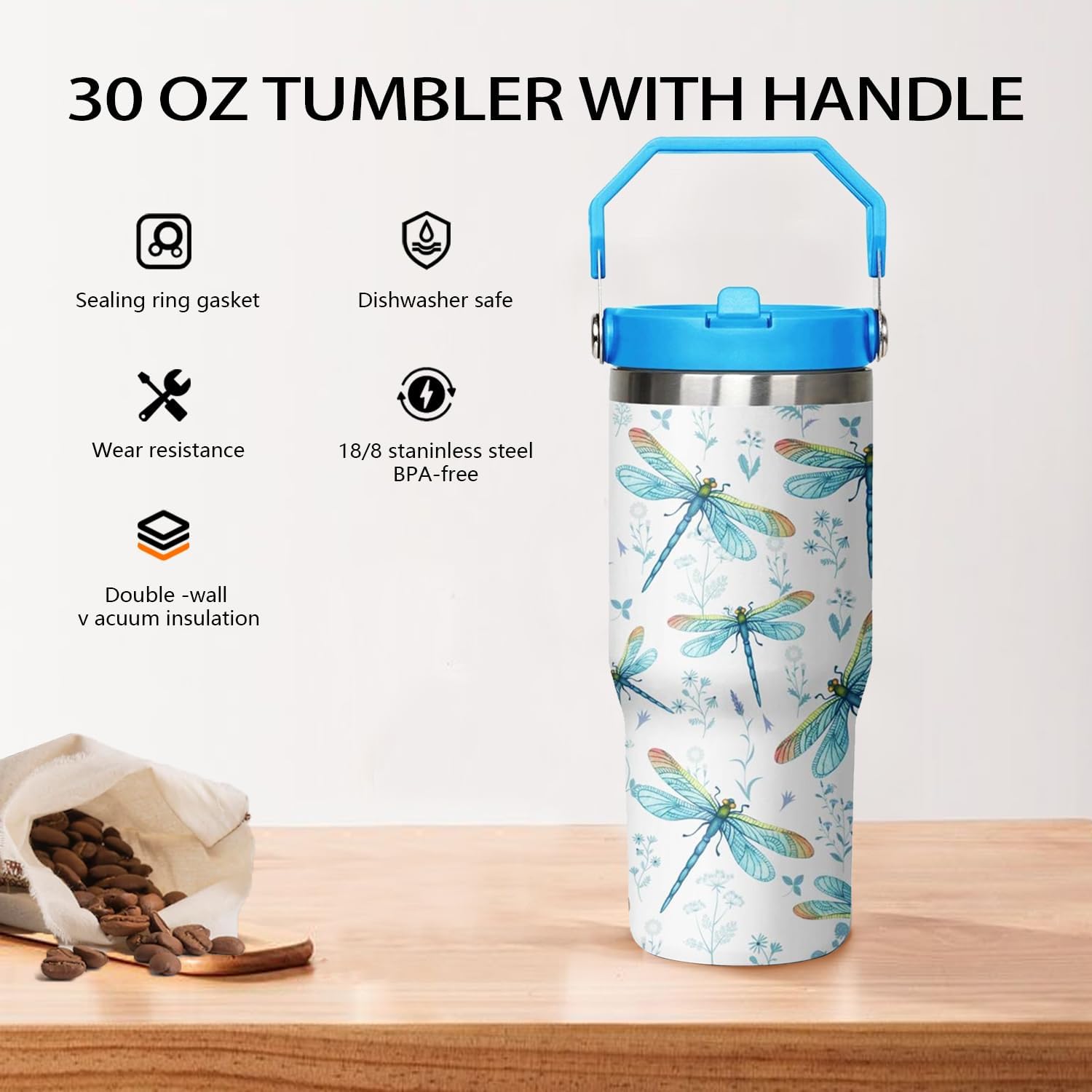 30 oz Dragonfly Tumbler With Lid and Straw,Dragonfly Reusable Water Bottle Cups Coffee Mug Travel Tumbler,Dragonfly Gifts for Women,Dragonfly Ornament, Stuff, Accessories - Image 4