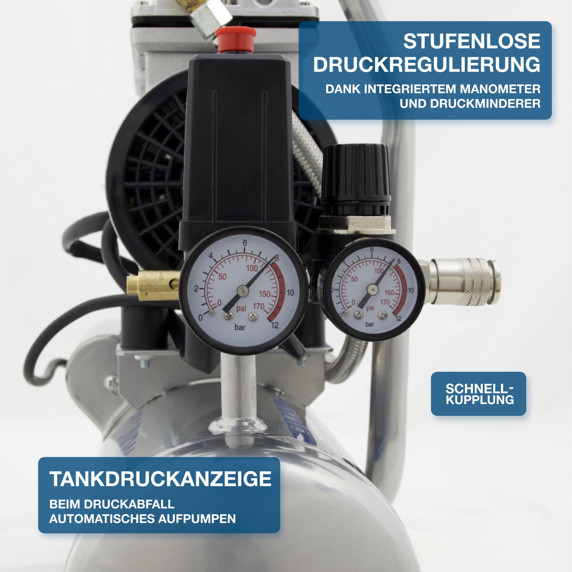 HYUNDAI Silent Kompressor SAC55751 6L 8bar ölfrei 0.55kW 93 L/Min 59dB leise