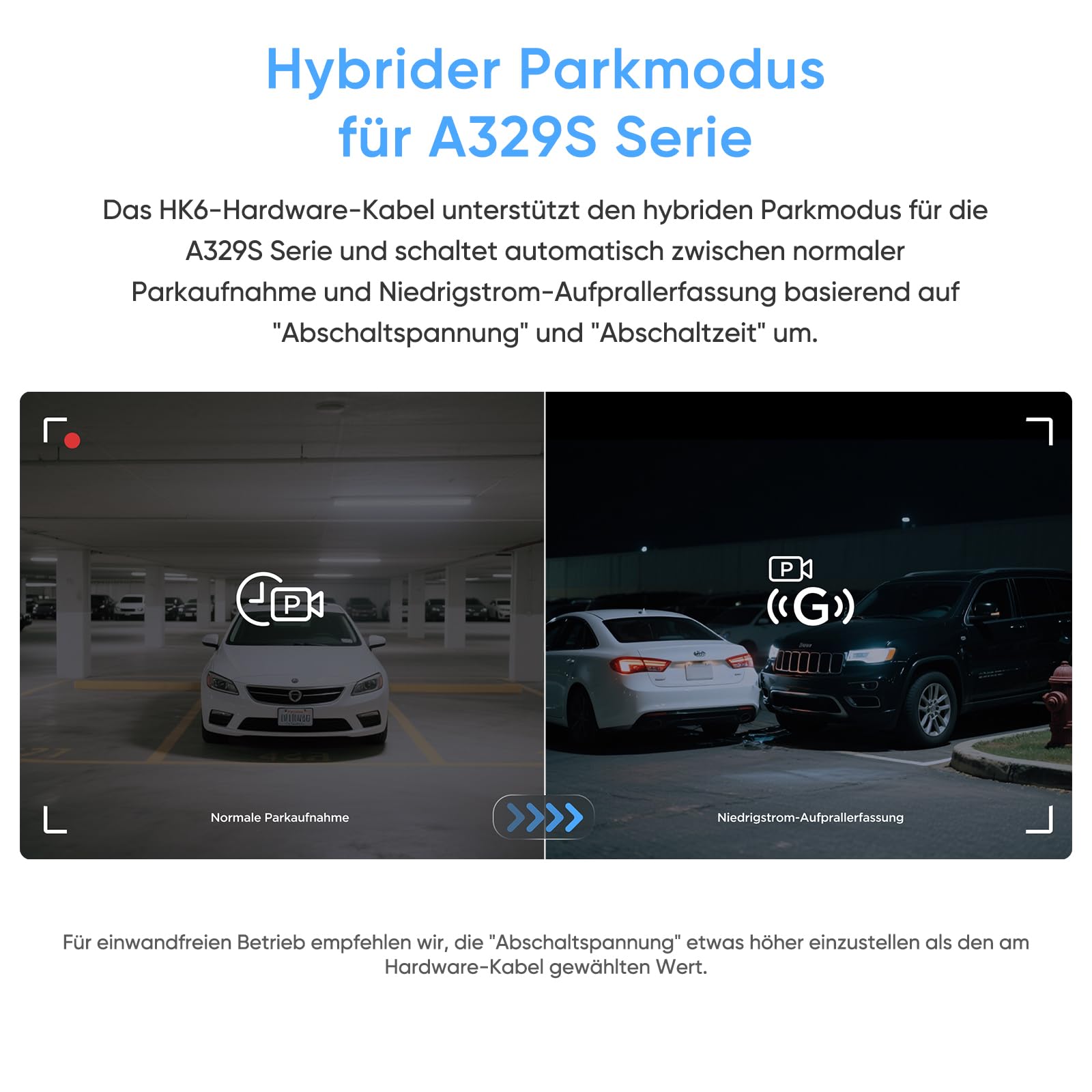 VIOFO HK6 Hardwire Kabel für A329S / A119M Pro Dashcam, Unterstützt Energiespar- u. intelligente Hybrid-Parkmodus Aktiviert den Parkmodus und den Niederspannungsschutz, Sicherung ist erforderlich
