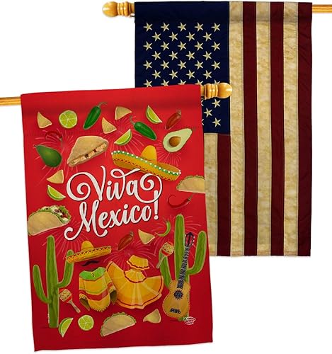 Miniatura 10 de Viva Mexico House Banderas para fiesta de verano, cactus y piñata, sombrero mexicano, fiesta mexicana, bordado, pequeño, decorativo, regalo, para